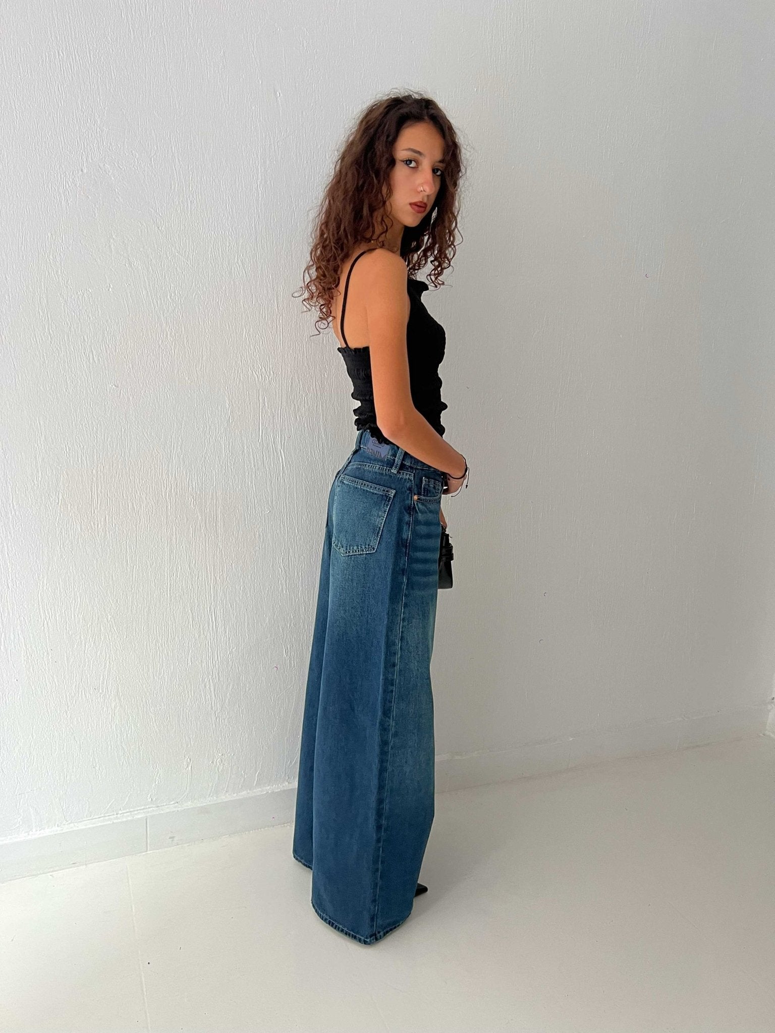 Loose Baggy – Mid Rise Deep Vintage Green Jeans Baggy CIZARO - Cizaro Jeans