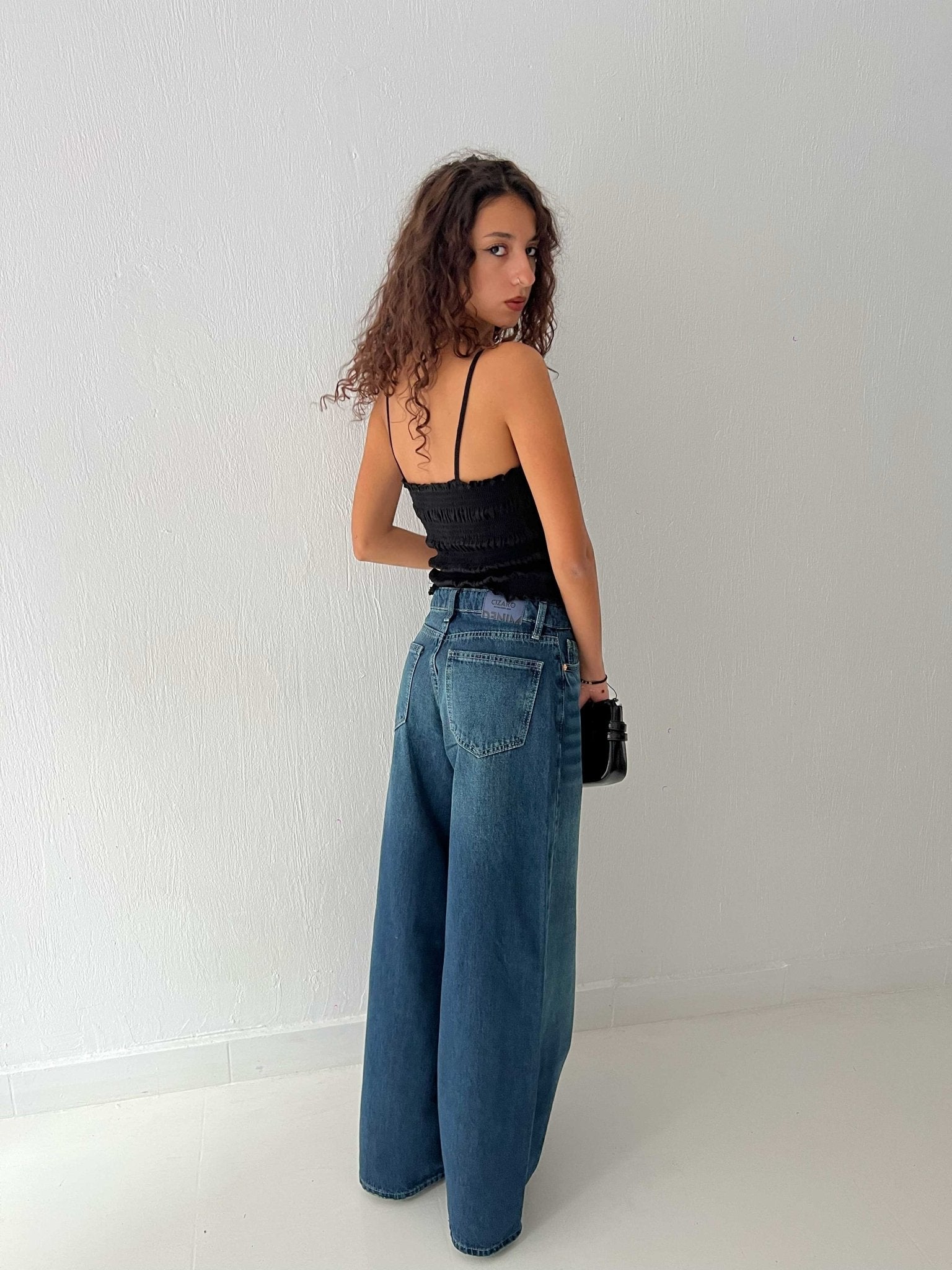 Loose Baggy – Mid Rise Deep Vintage Green Jeans baggy CIZARO - Cizaro Jeans