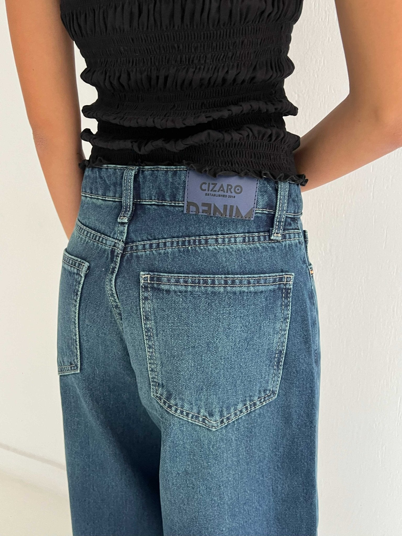 Loose Baggy – Mid Rise Deep Vintage Green Jeans baggy CIZARO - Cizaro Jeans