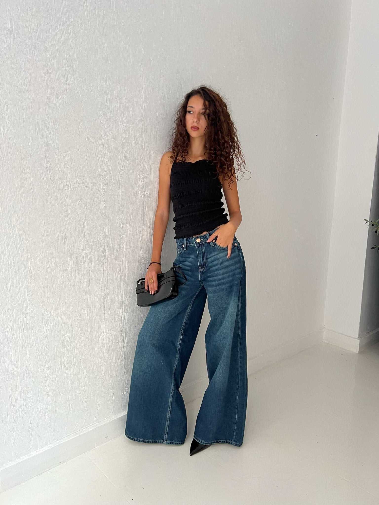 Loose Baggy – Mid Rise Deep Vintage Green Jeans baggy CIZARO - Cizaro Jeans