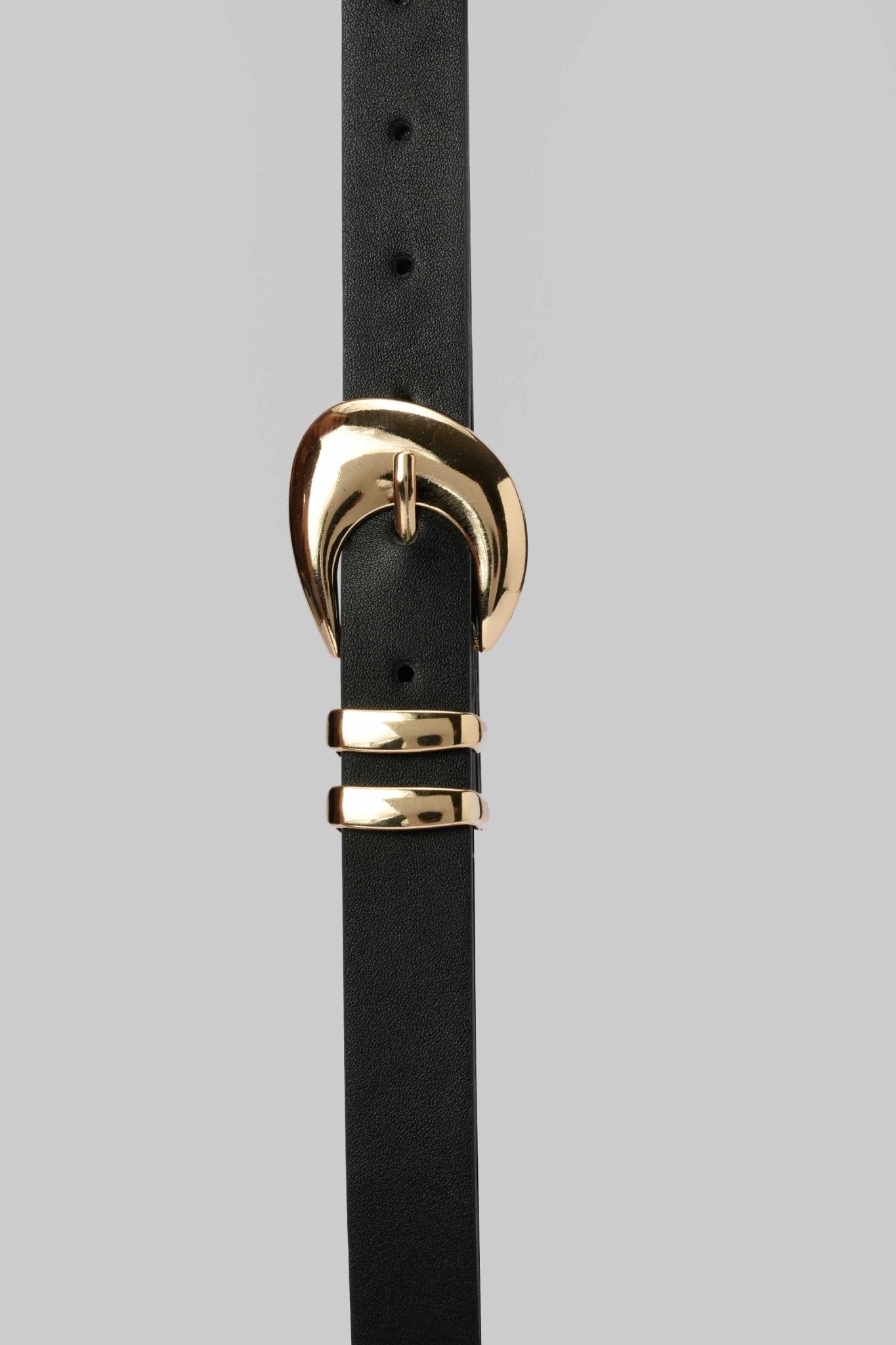 Belt | Black with Gold Rounded Buckle Mom-Fit CZBELT - Cizaro Jeans