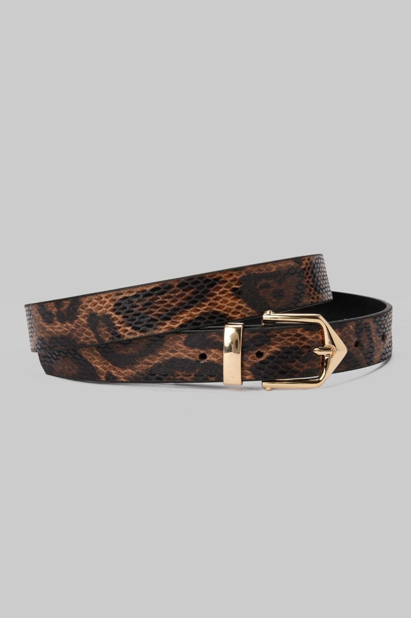 Belt | Leopard Print with Gold Buckle Mom-Fit CZBELT - Cizaro Jeans