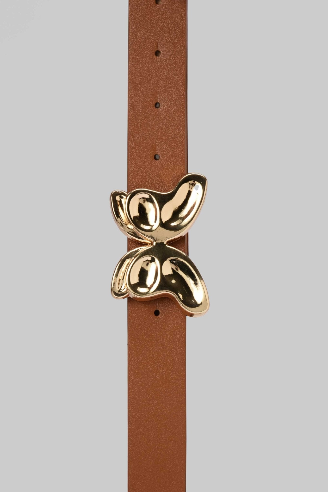 Belt | Tan with Gold Butterfly Buckle Mom-Fit CZBELT - Cizaro Jeans