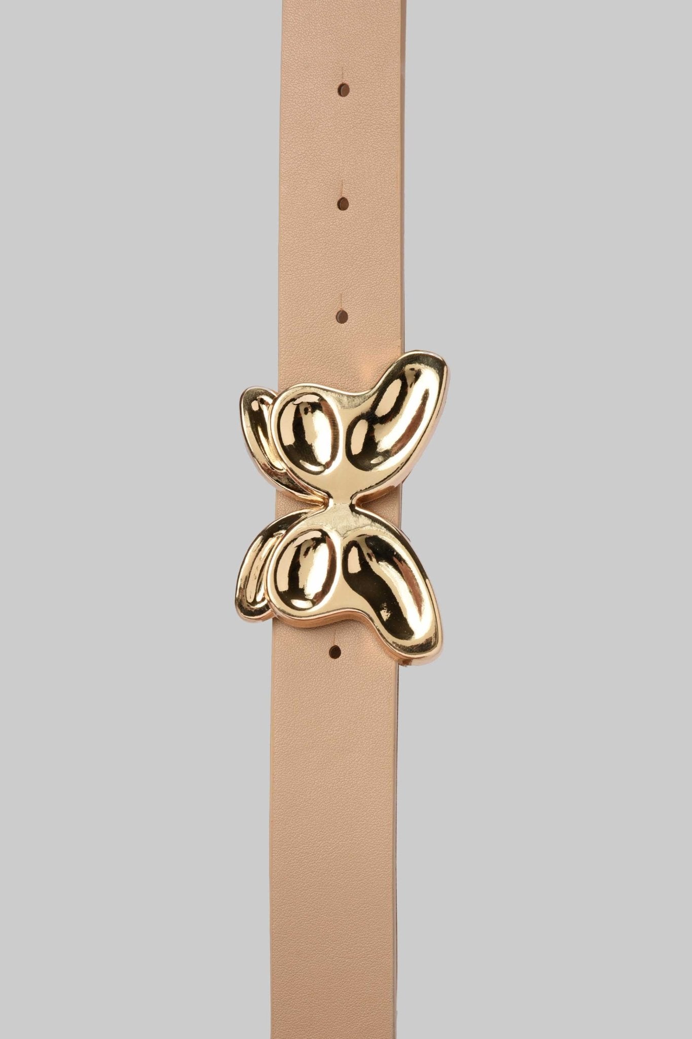 Belt | Beige with Gold Butterfly Buckle Mom-Fit CZBELT - Cizaro Jeans