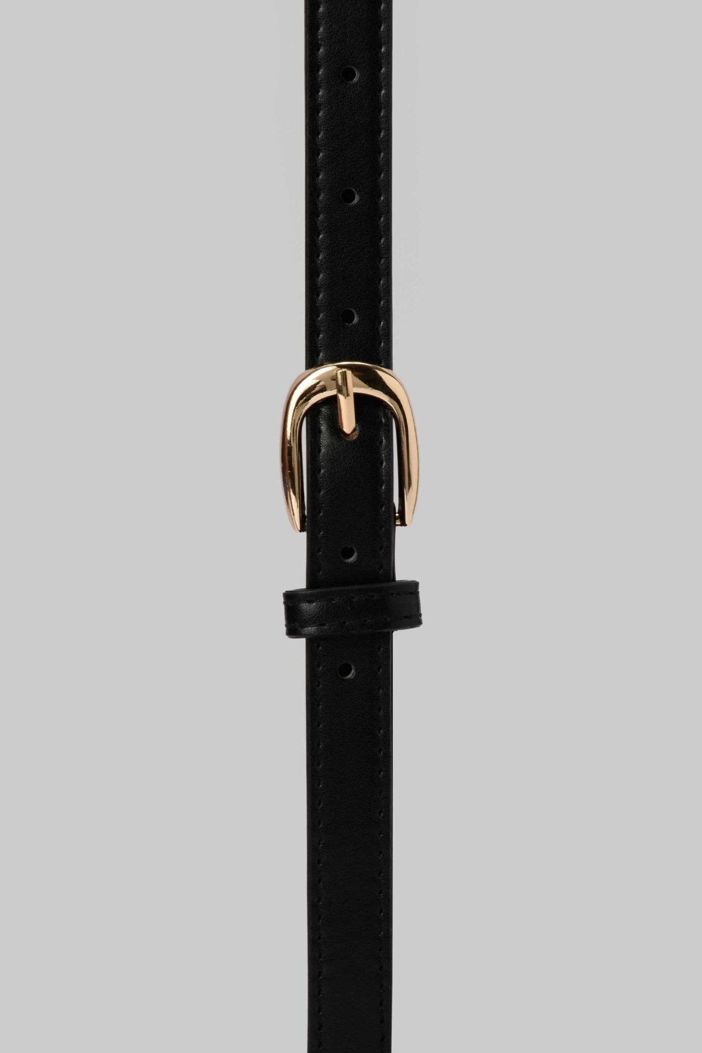 Belt | Black Slim Gold Buckle Mom-Fit CZBELT - Cizaro Jeans