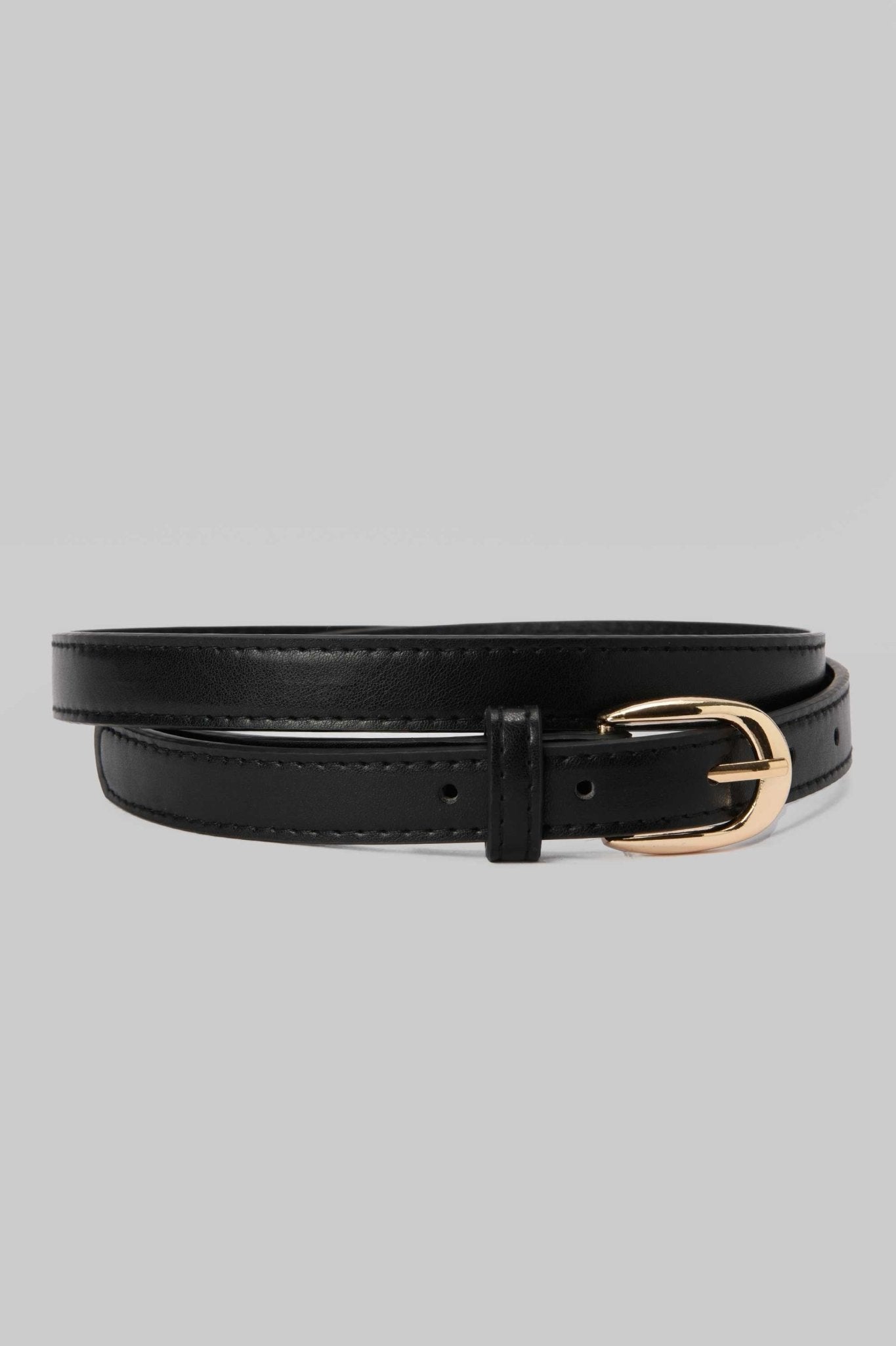 Belt | Black Slim Gold Buckle Mom-Fit CZBELT - Cizaro Jeans