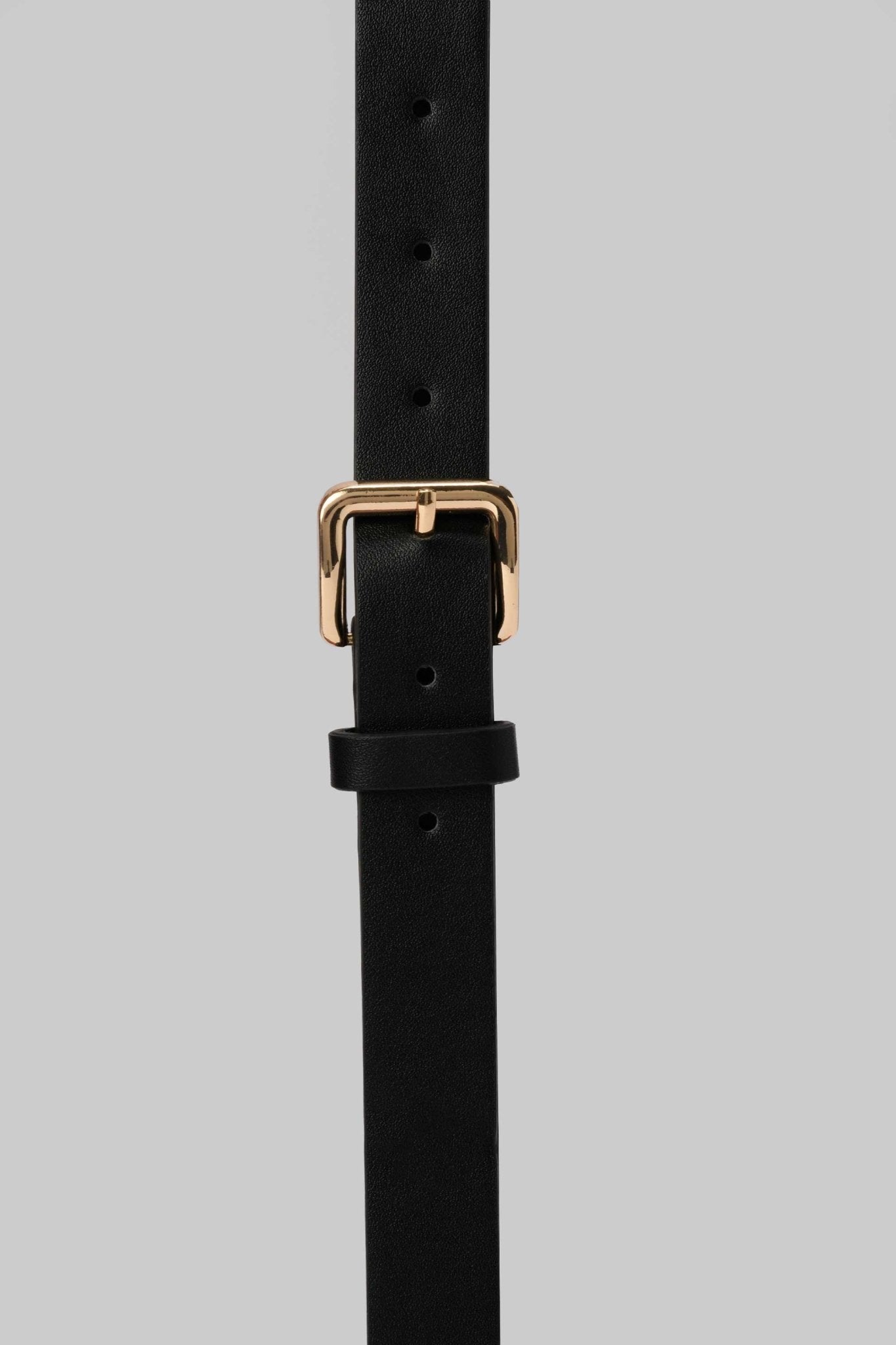 Belt | Black Faux Leather with Gold Classic Buckle BELT CZBELT - Cizaro Jeans