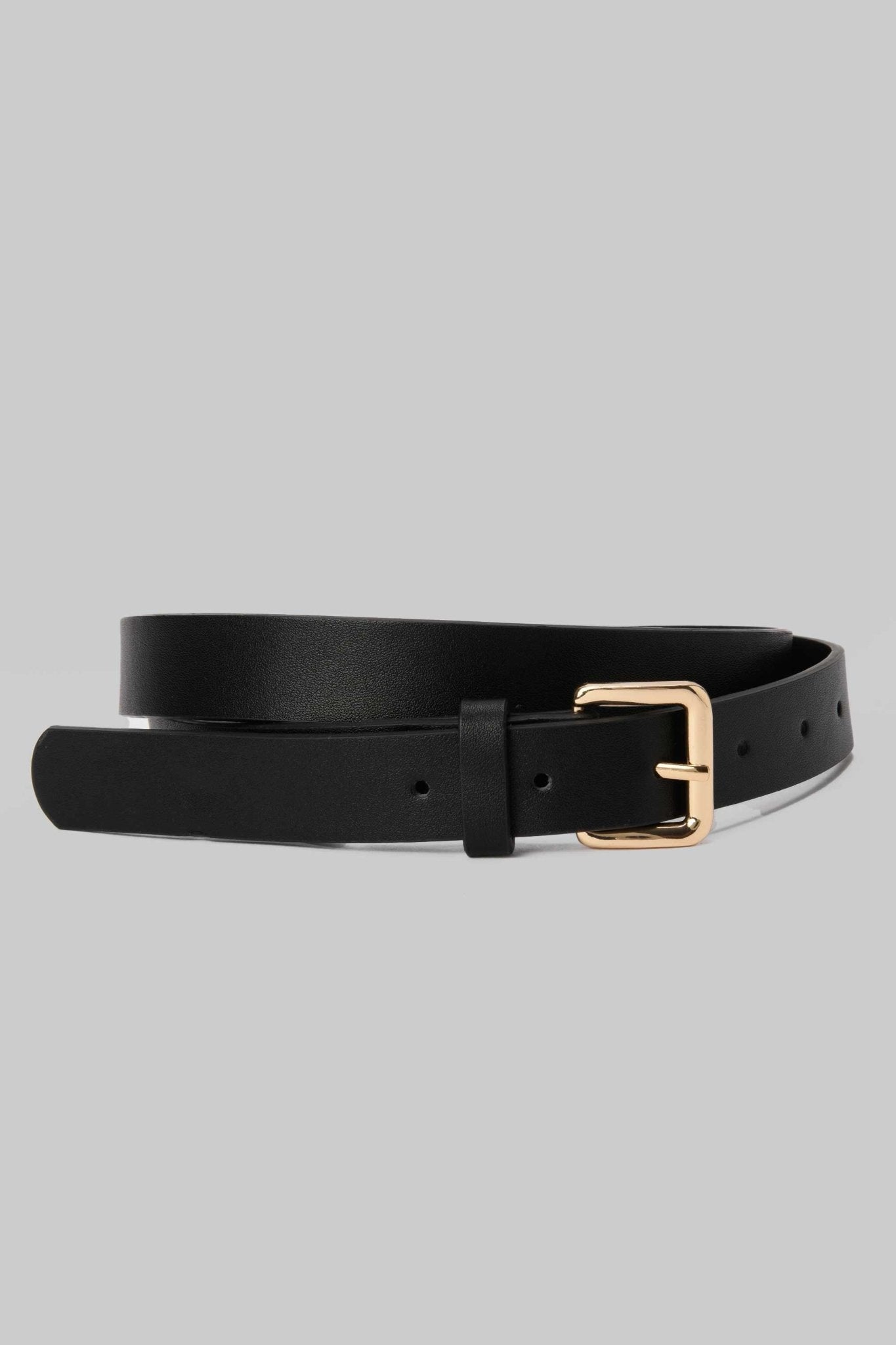 Belt | Black Faux Leather with Gold Classic Buckle BELT CZBELT - Cizaro Jeans