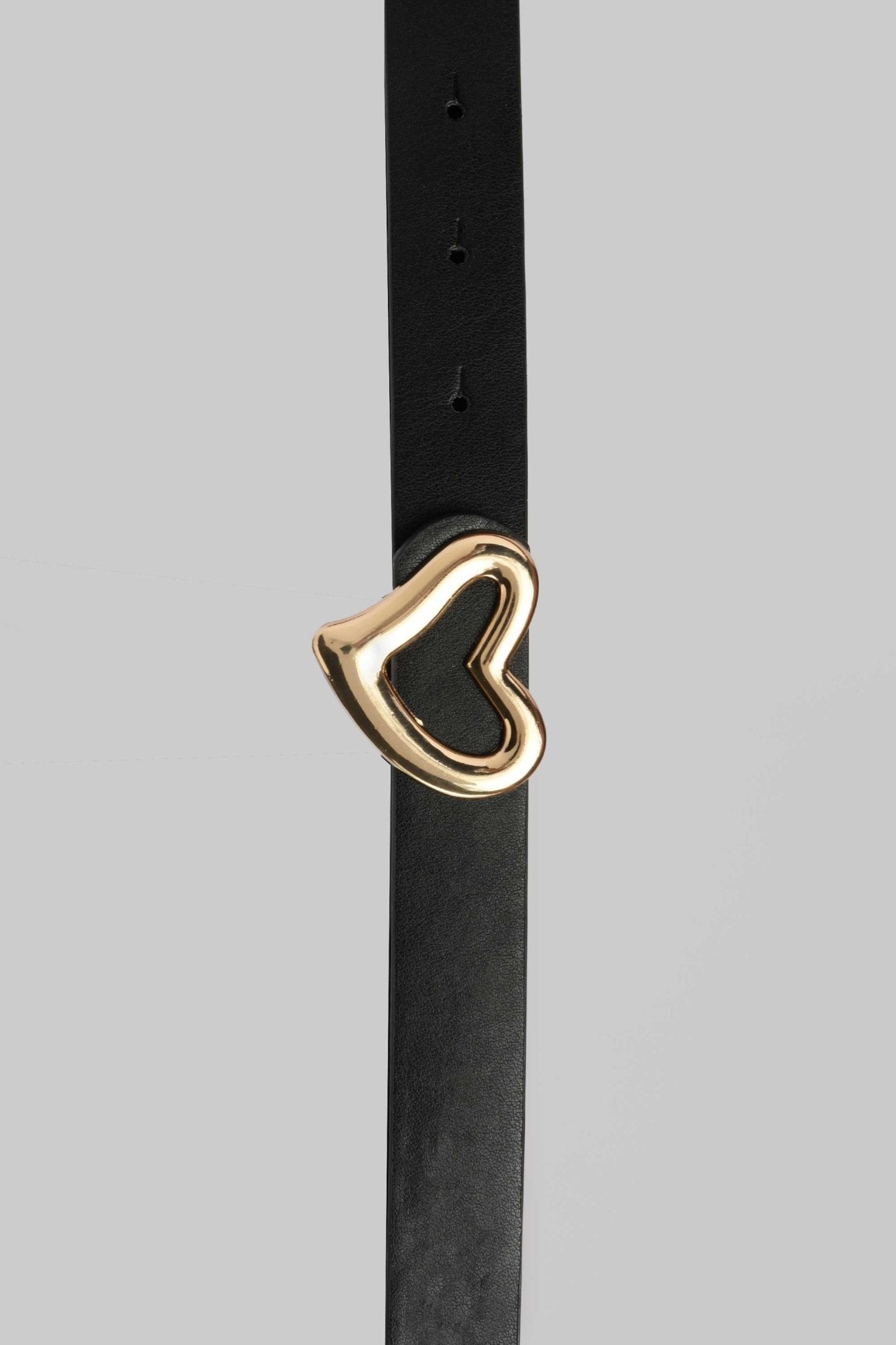 Belt | Black Heart-Shaped Gold Buckle Mom-Fit CZBELT - Cizaro Jeans