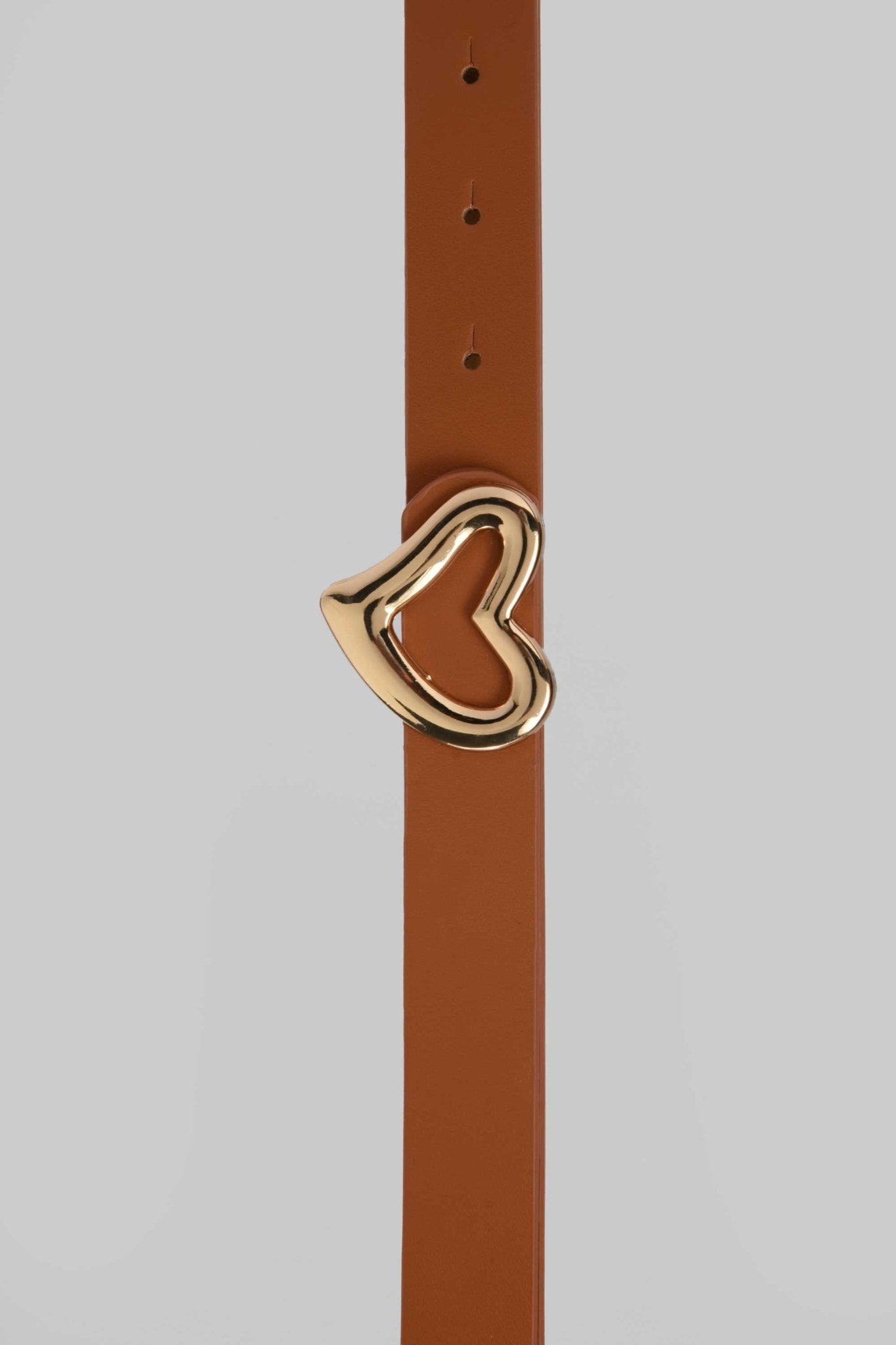 Belt | Tan Heart-Shaped Gold Buckle Mom-Fit CZBELT - Cizaro Jeans