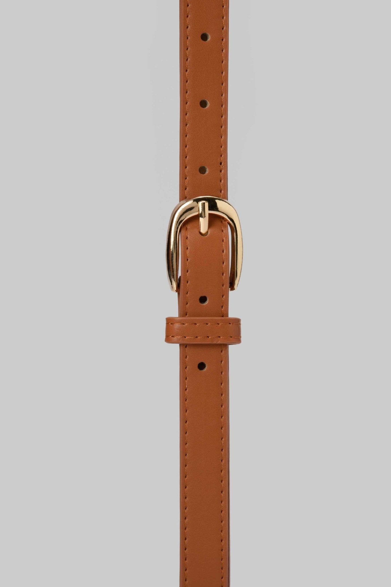 Belt | Tan Faux Leather with Gold Rounded Buckle BELT CZBELT - Cizaro Jeans