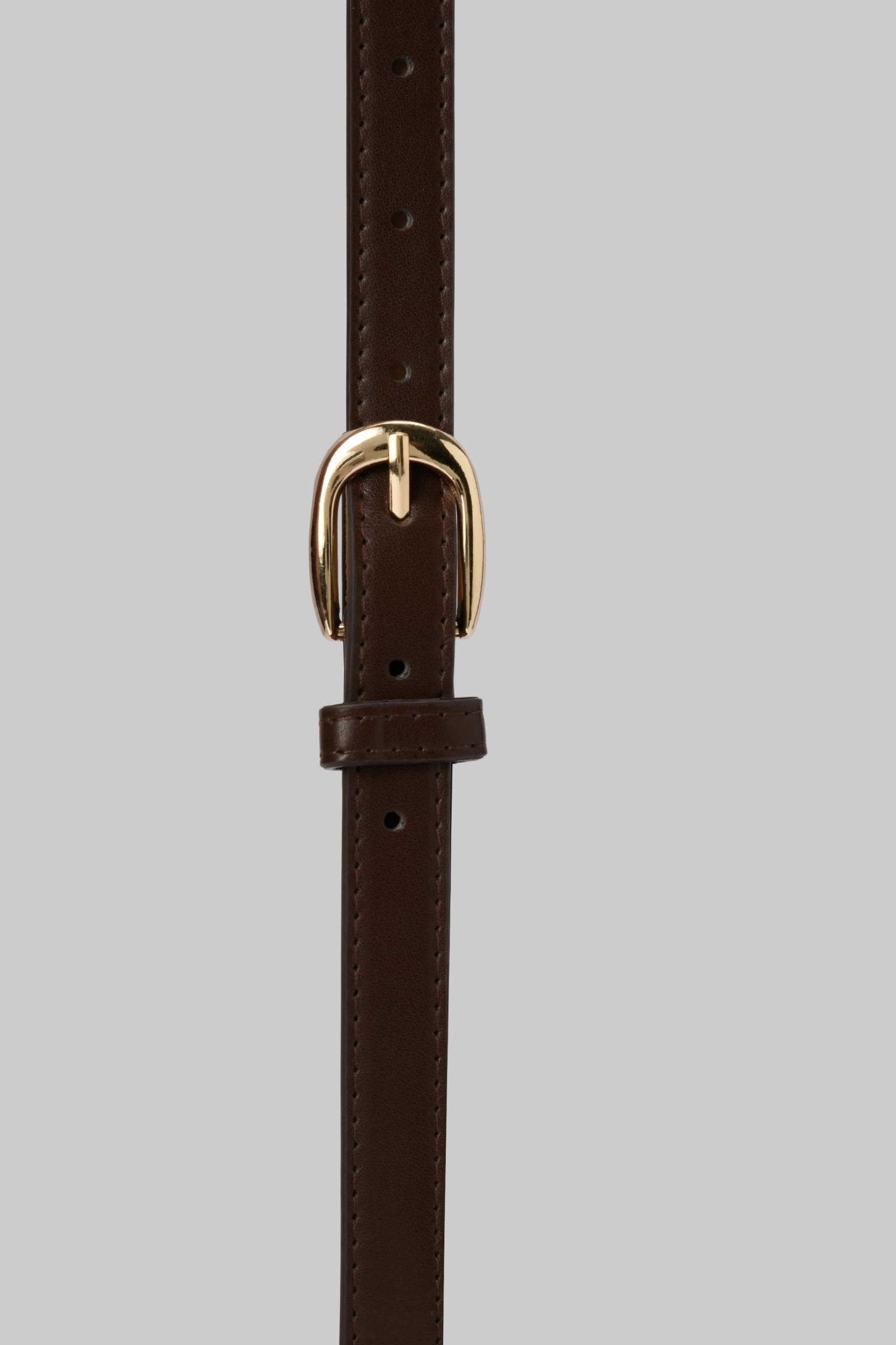 Belt | Brown Faux Leather with Gold Rounded Buckle Belt CZBELT - Cizaro Jeans