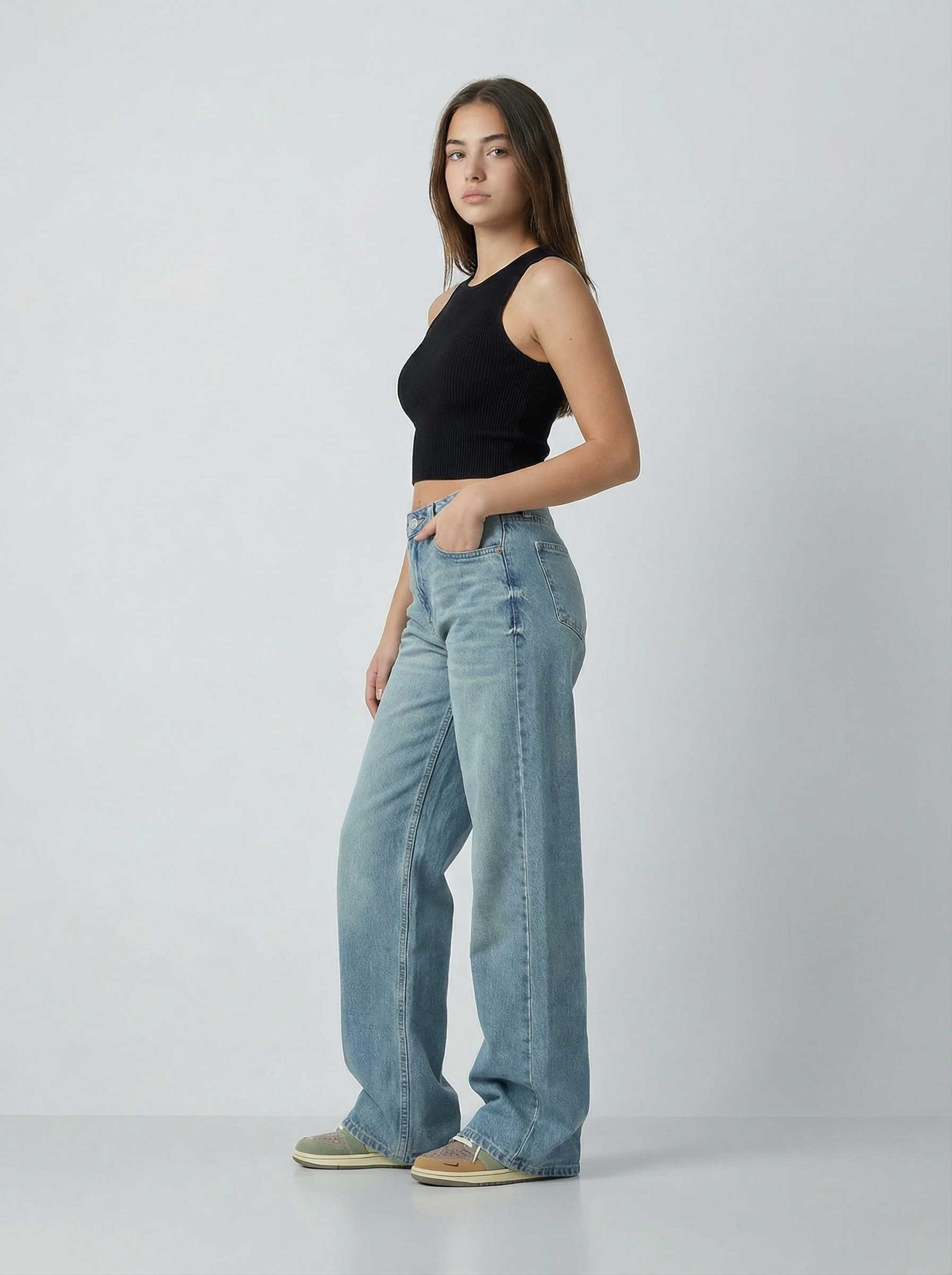 Ultra Comfort Baggy – Mid-Rise Light Vintage Blue Jeans baggy CIZARO - Cizaro Jeans