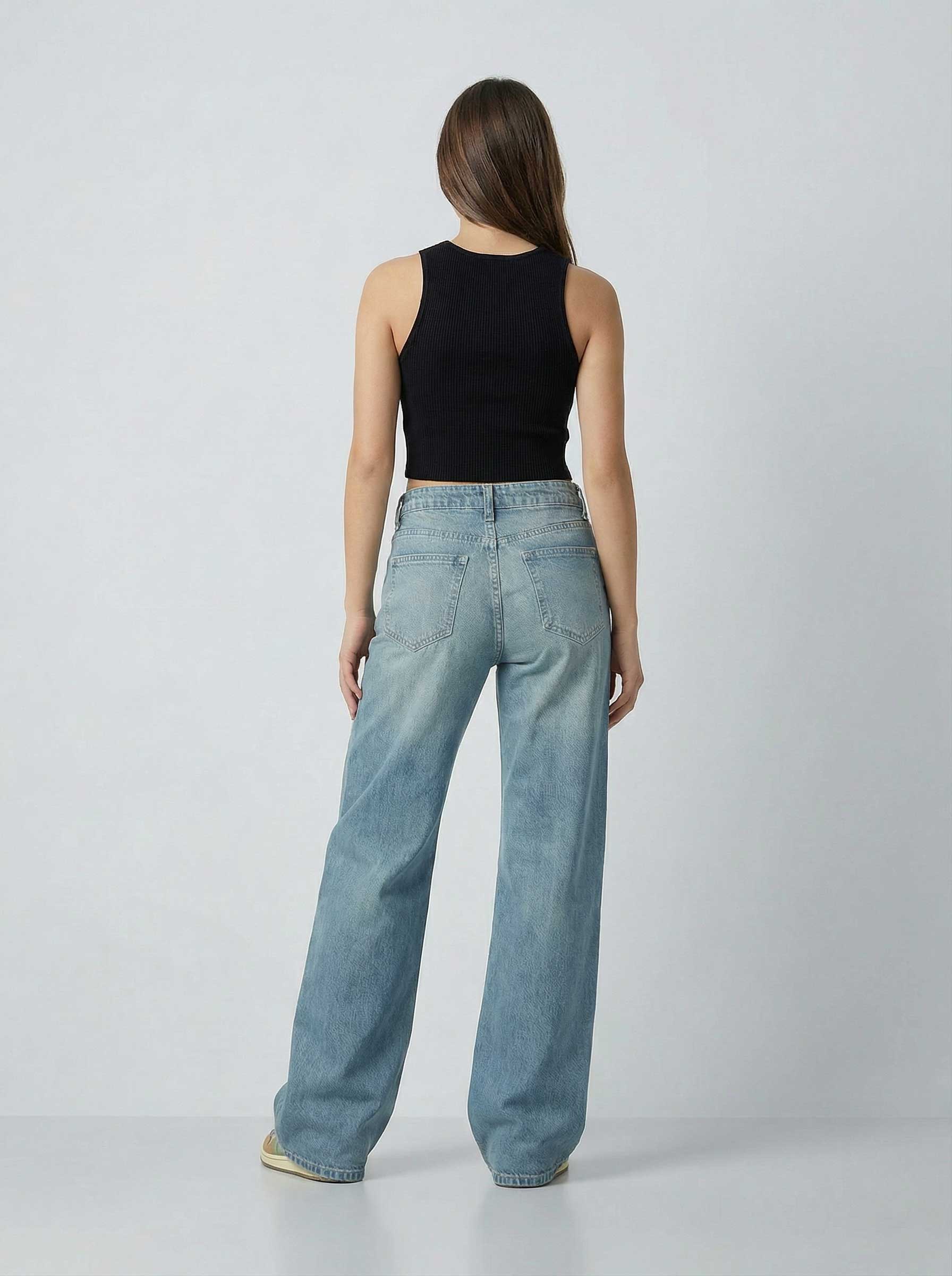 Ultra Comfort Baggy – Mid-Rise Light Vintage Blue Jeans baggy CIZARO - Cizaro Jeans