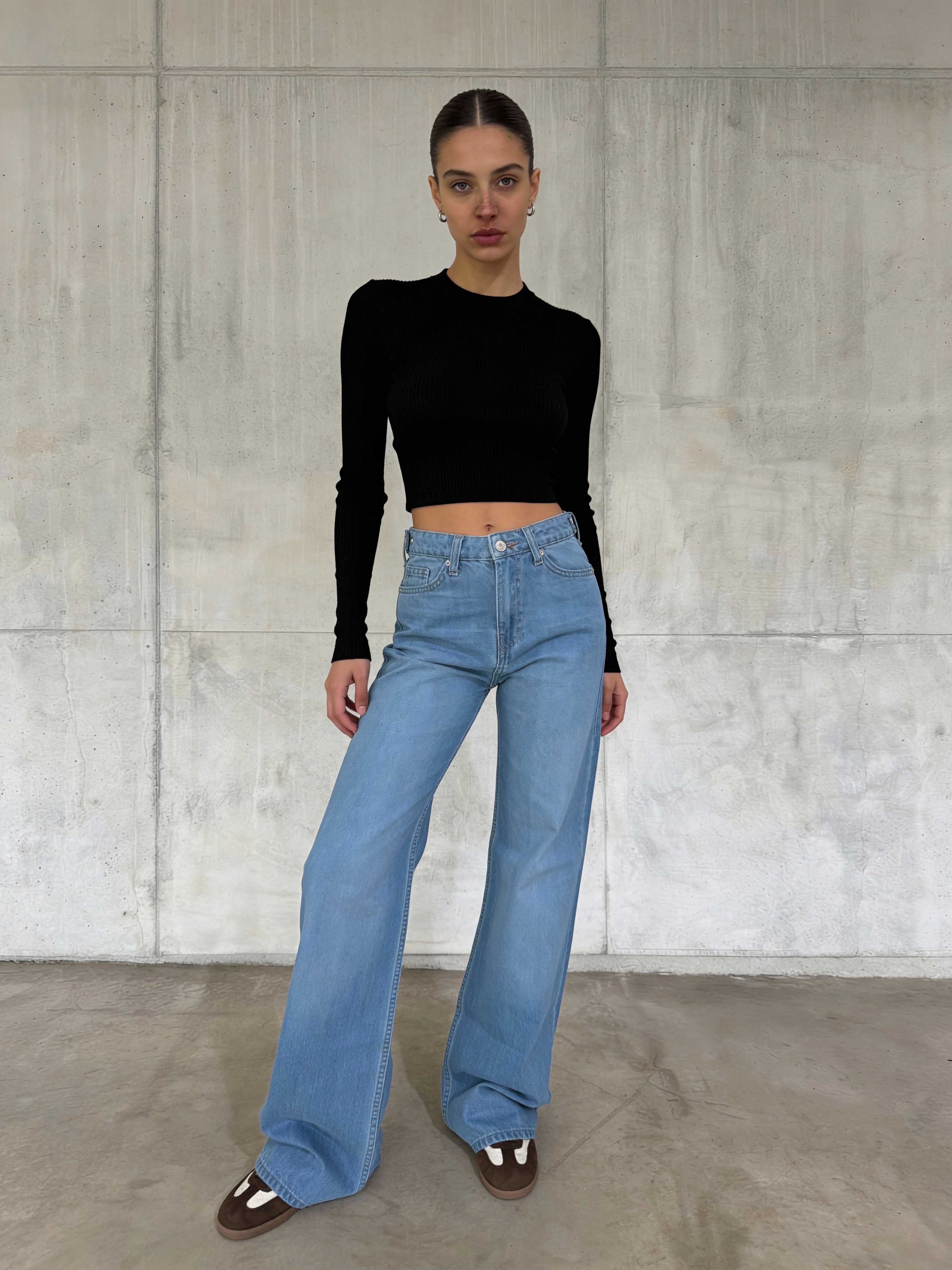 Straight – Mid-Rise Powder Blue Jeans Straight CIZARO - Cizaro Jeans