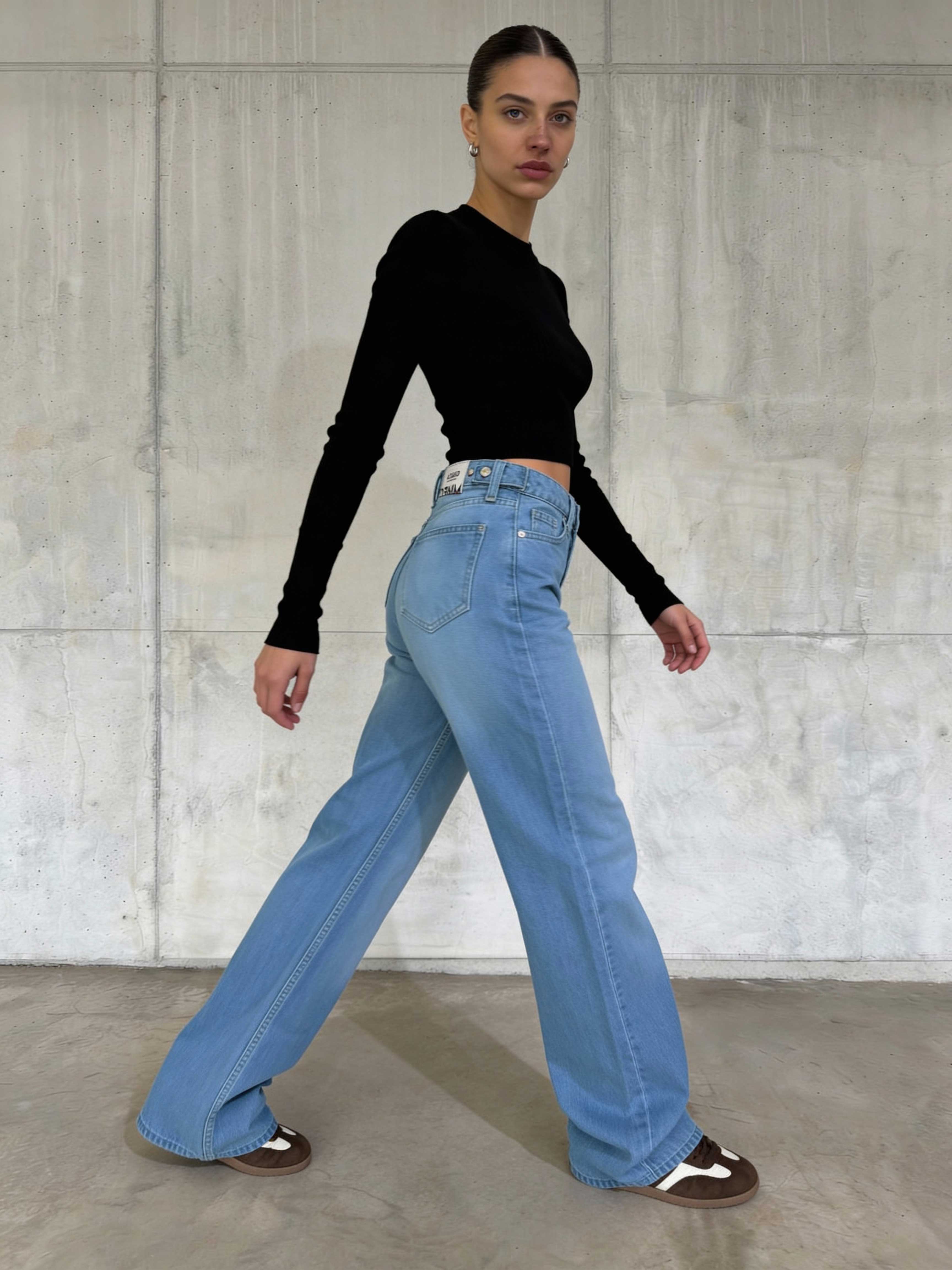 Straight – Mid-Rise Powder Blue Jeans straight CIZARO - Cizaro Jeans