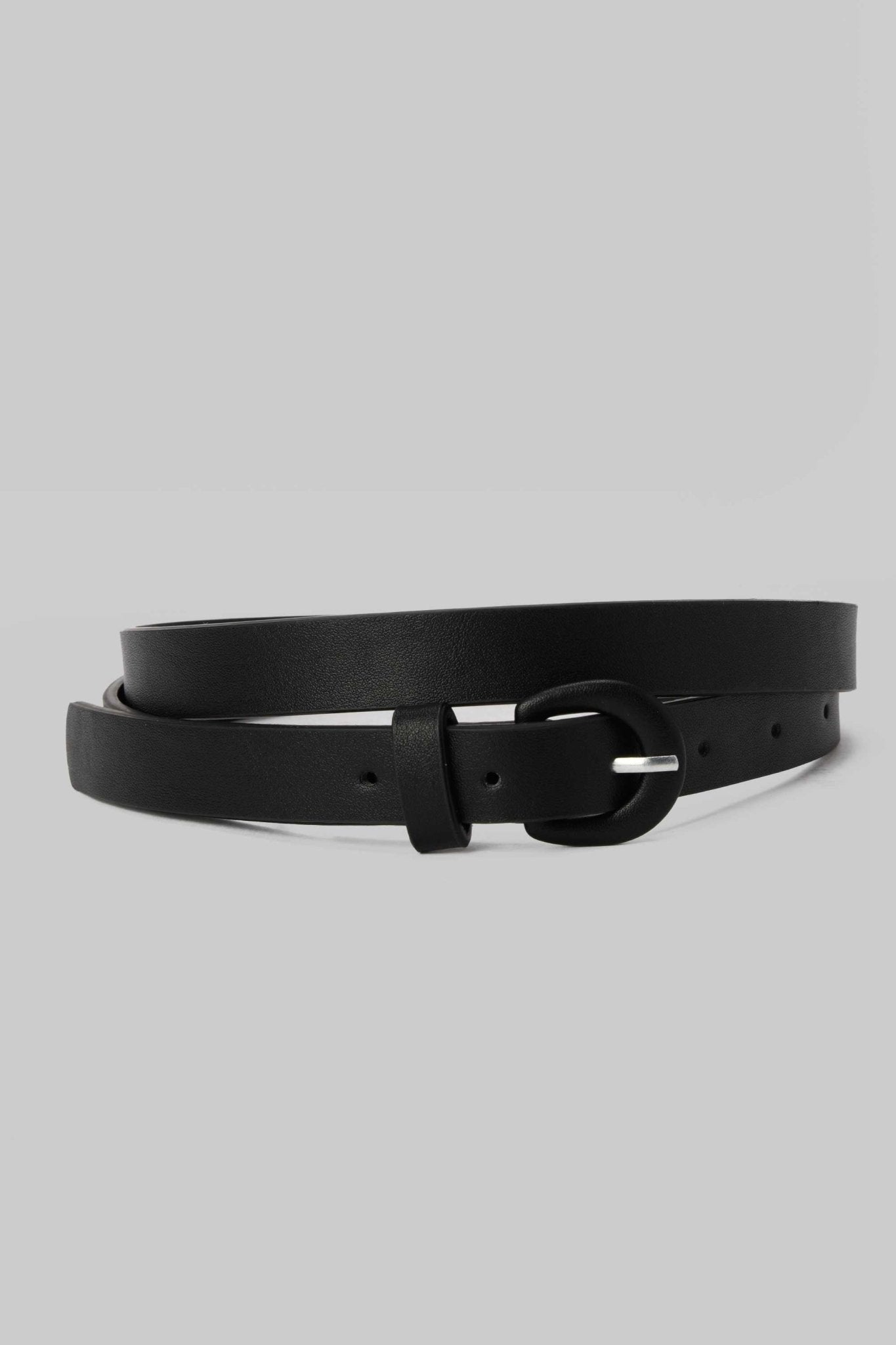 Belt | Black Thick Minimal Round-Buckle Belt BELT CZBELT - Cizaro Jeans