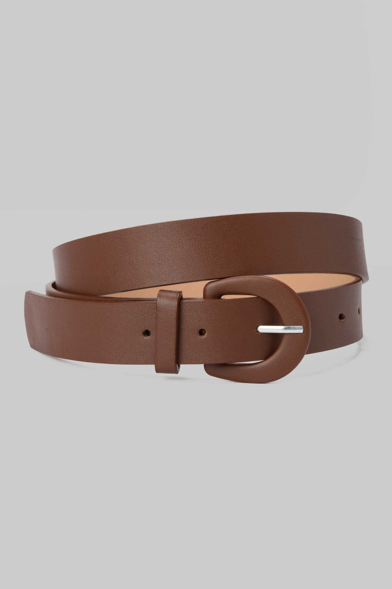 Belt | Brown Minimal Rounded Buckle BELT CZBELT - Cizaro Jeans