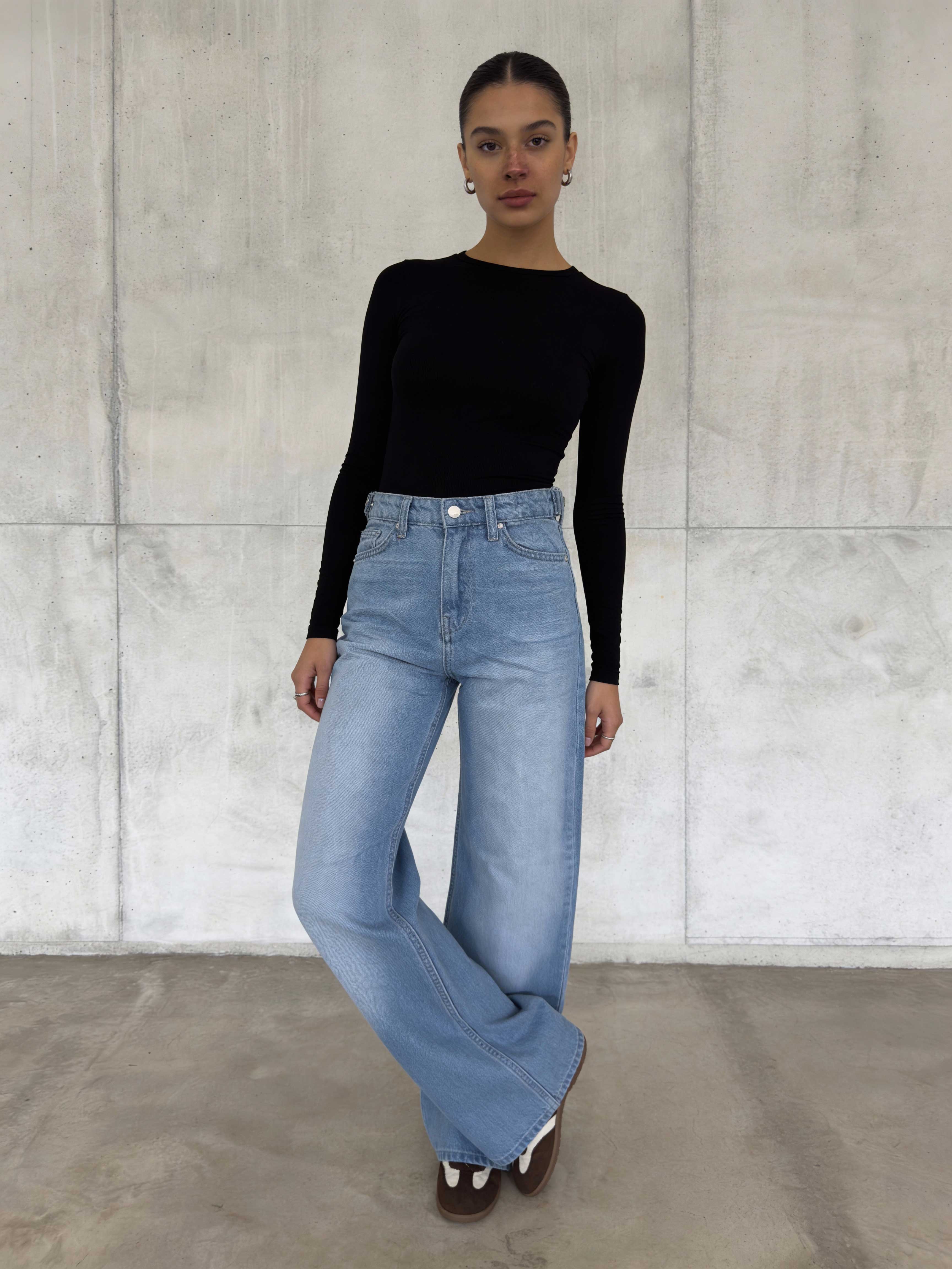 Baggy – High-Waist Flex Waist Bright Blue Jeans baggy CIZARO - Cizaro Jeans