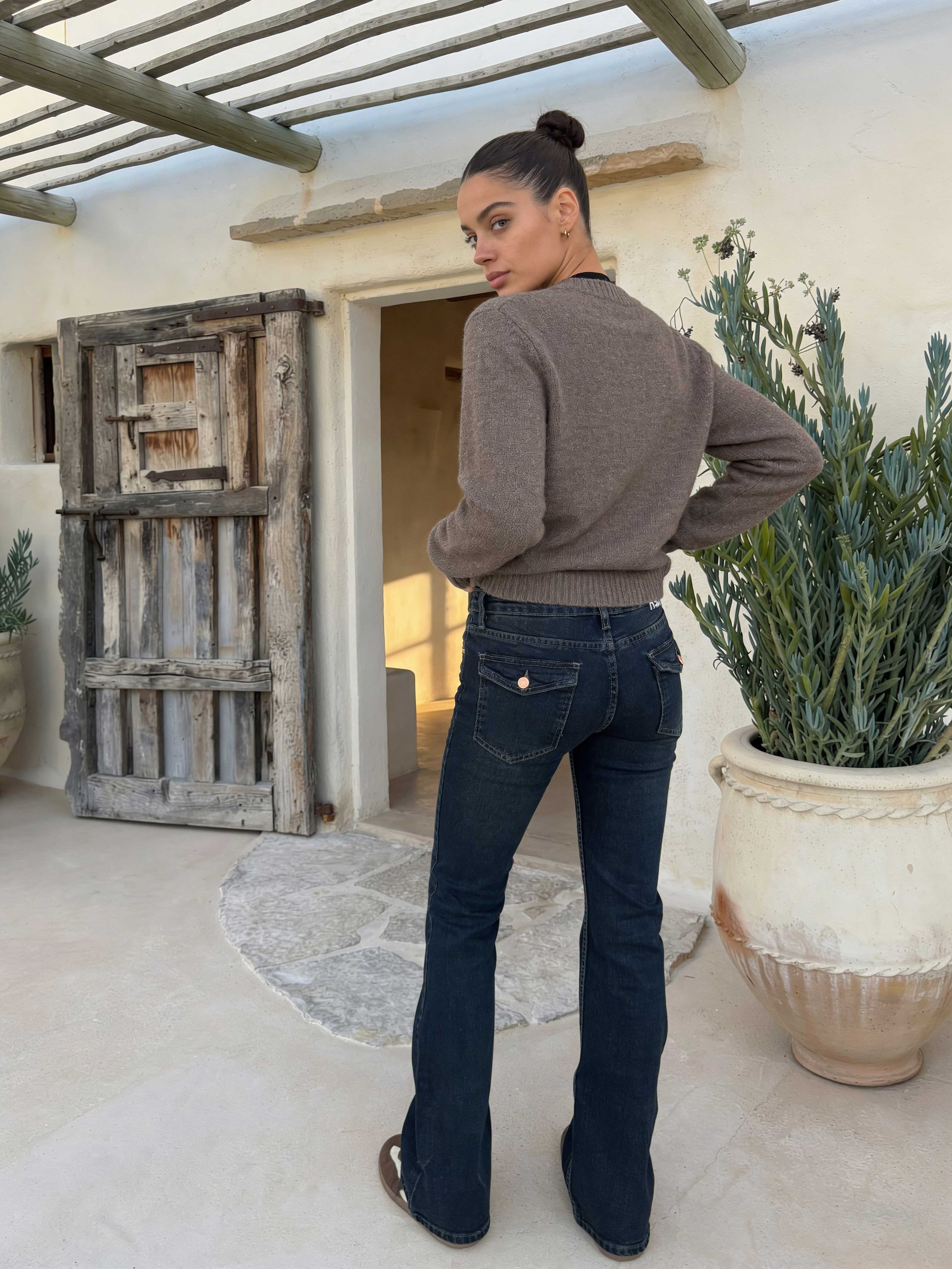 Flare – Low-Waist Deep Vintage Blue Jeans Flare CIZARO - Cizaro Jeans