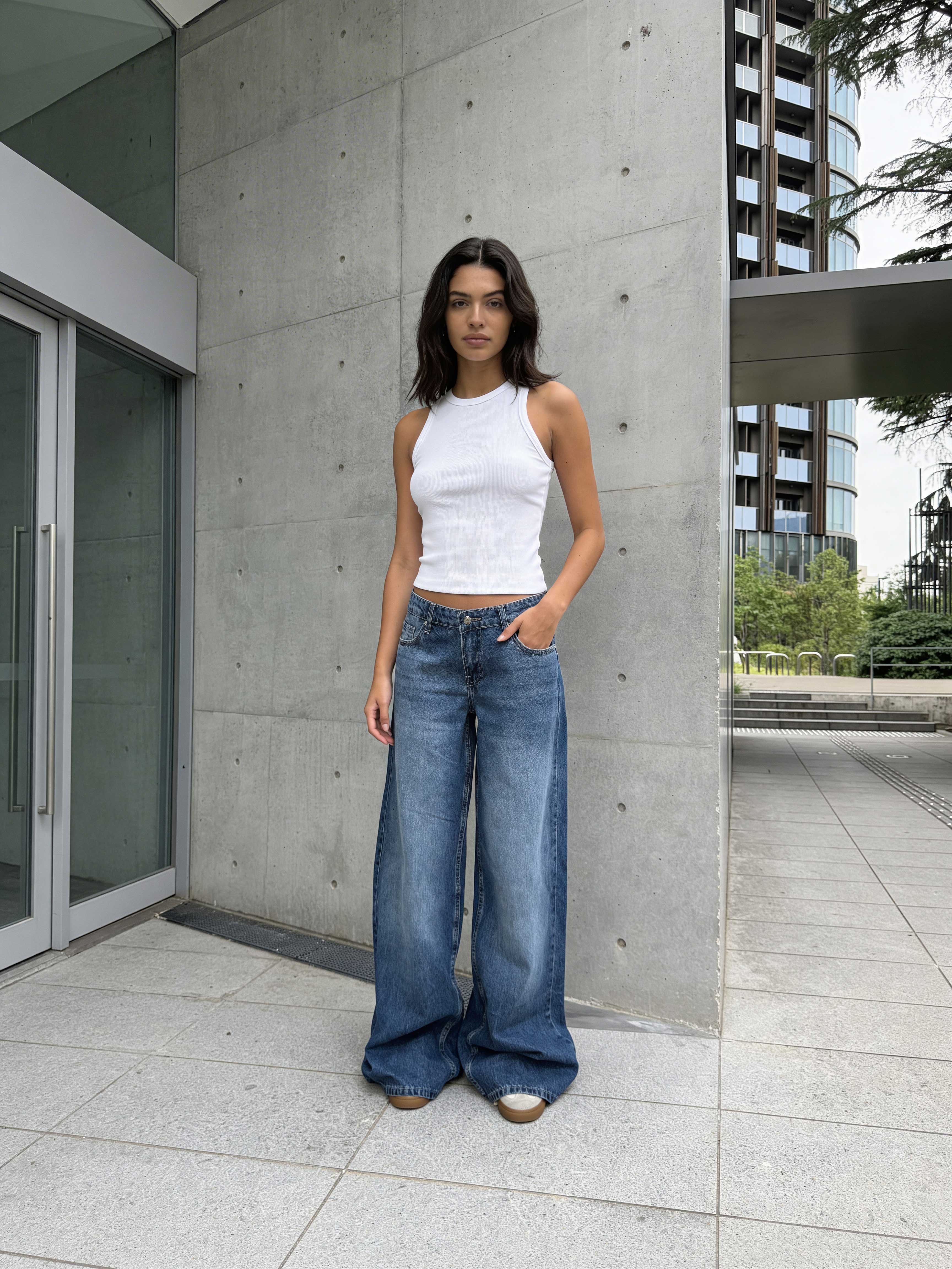 Super Baggy - Mid Waist Rich Denim Blue Jeans