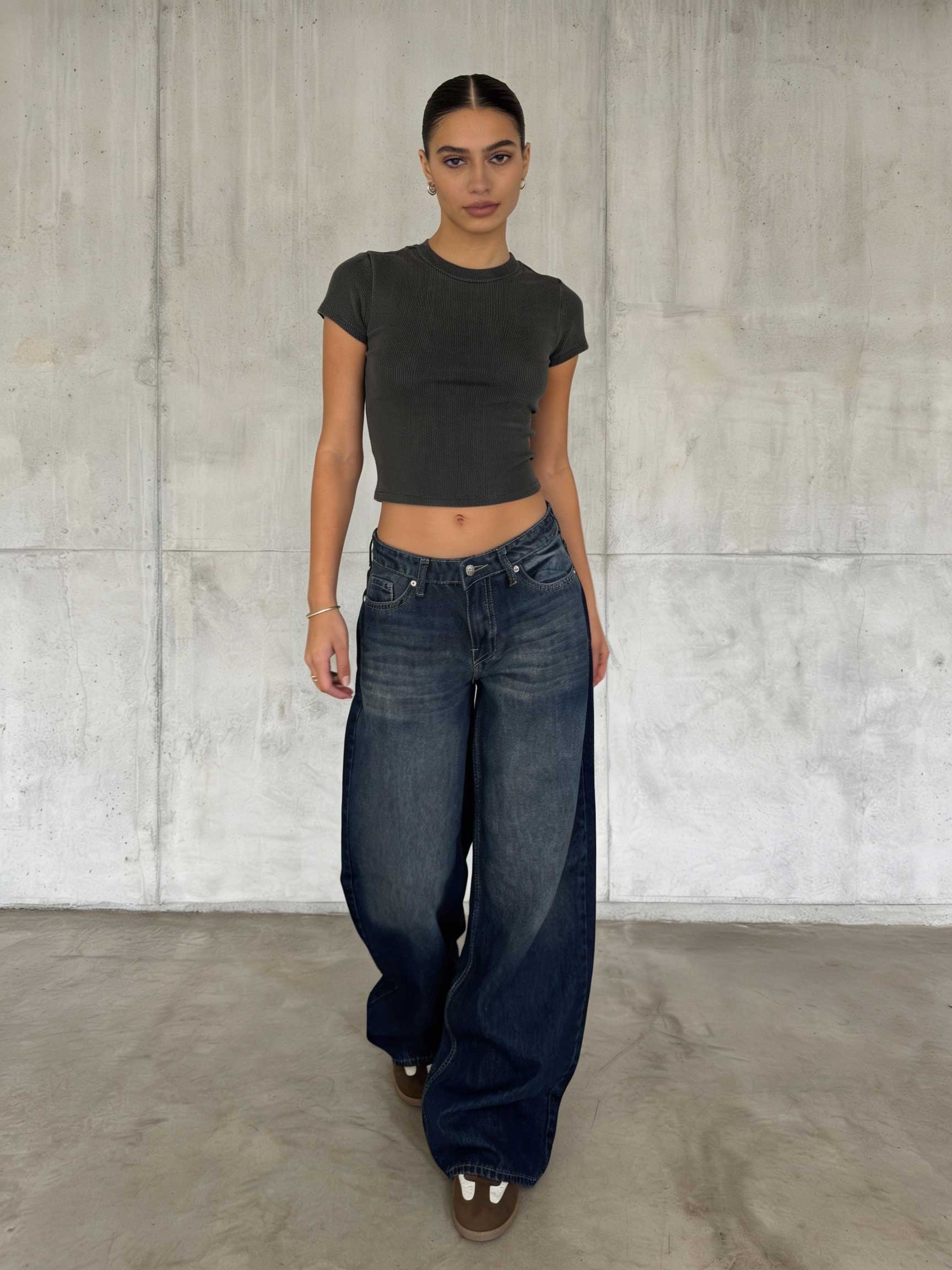 Super Baggy – Mid-Rise Deep Vintage Blue Jeans baggy CIZARO - Cizaro Jeans