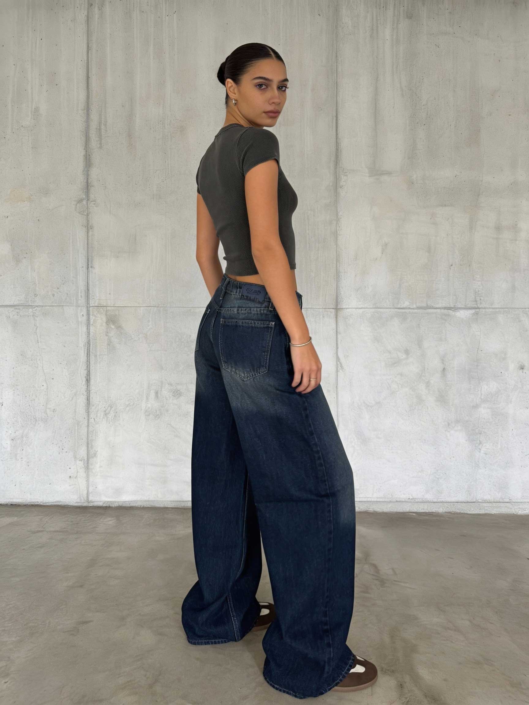 Super Baggy – Mid-Rise Deep Vintage Blue Jeans baggy CIZARO - Cizaro Jeans