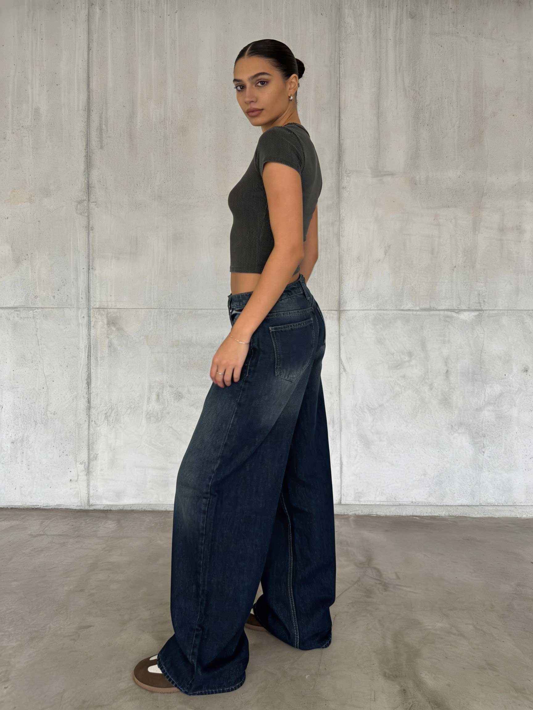 Super Baggy – Mid-Rise Deep Vintage Blue Jeans baggy CIZARO - Cizaro Jeans