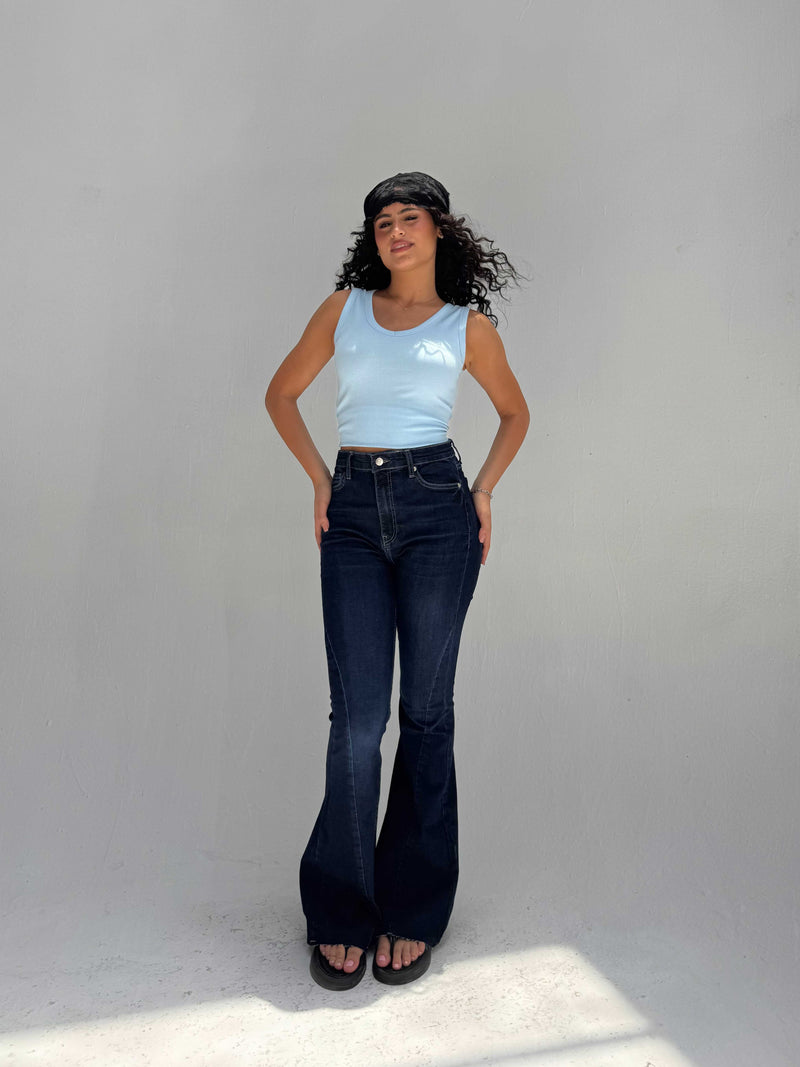 Super Flare High Waist – Ocean Blue Jeans Flare CIZARO - Cizaro Jeans