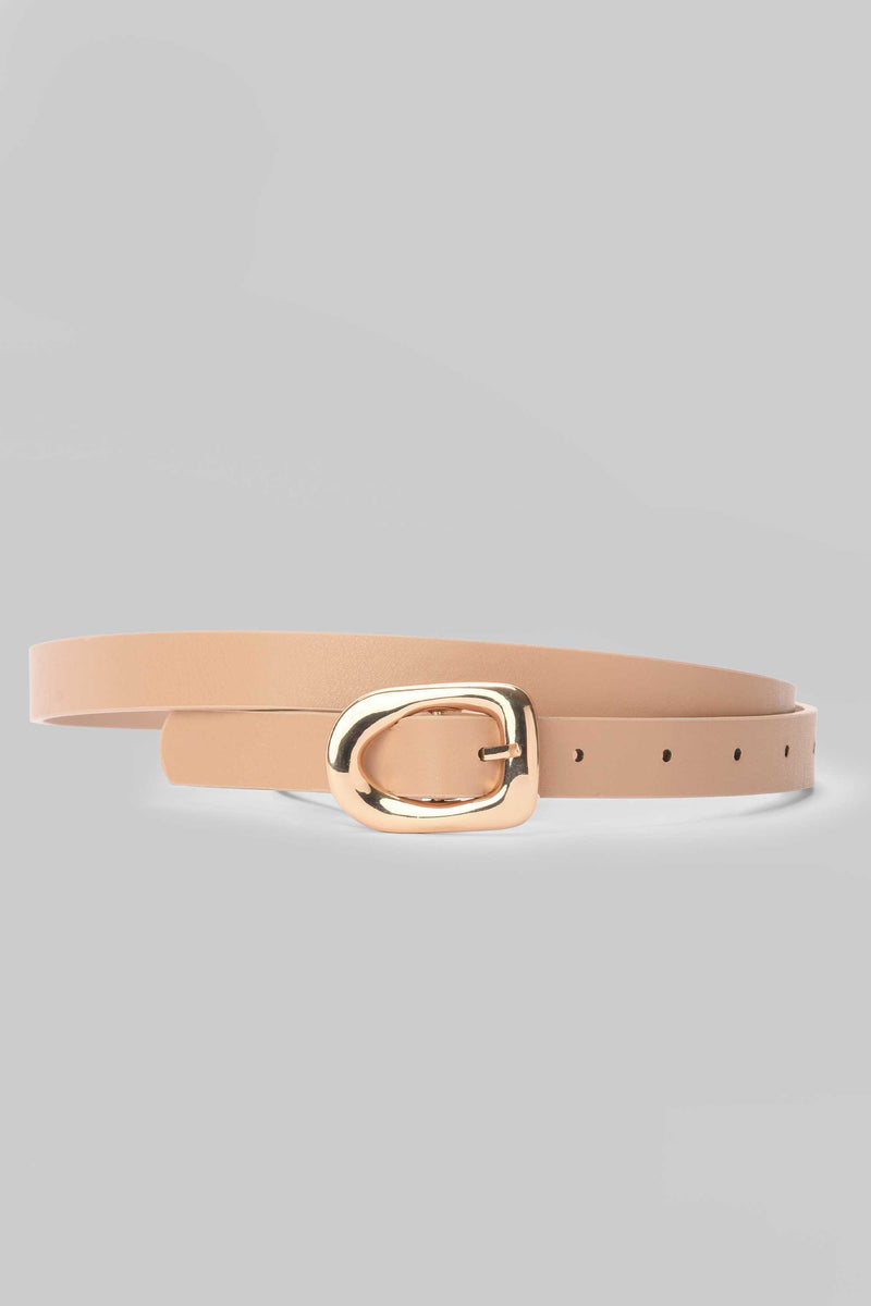 Beige Sculpted Gold Buckle Belt Belt CIZARO - Cizaro Jeans