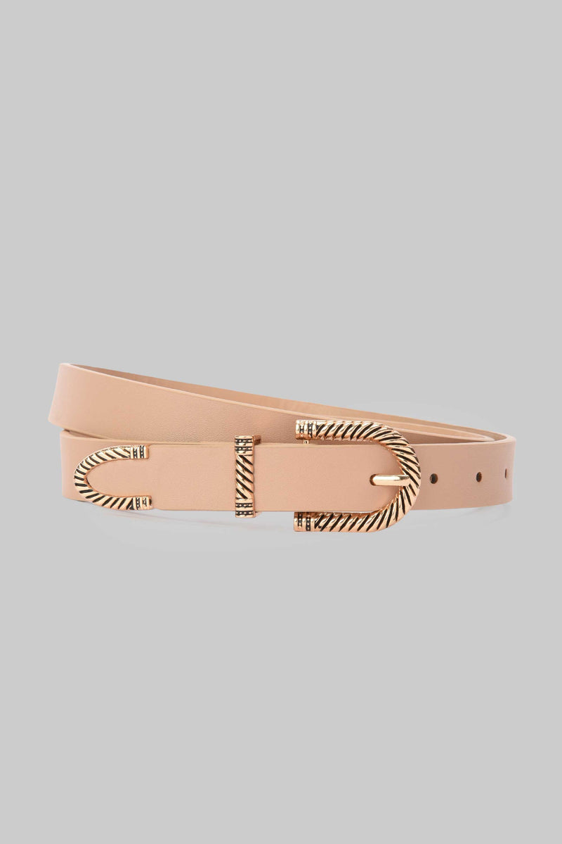 Beige Gold Western Buckle Belt belt CIZARO - Cizaro Jeans