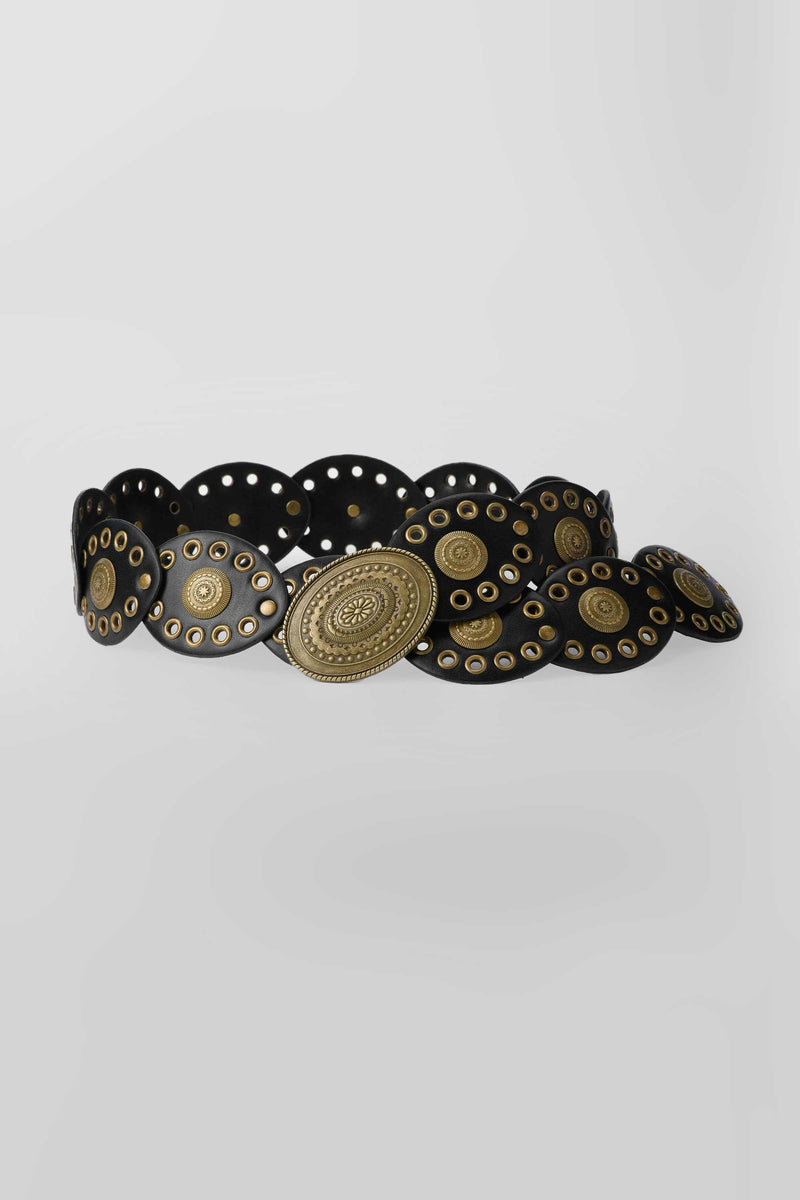 Medallion Disc Stretch Belt – Black Medallion Disc CZBELT - Cizaro Jeans