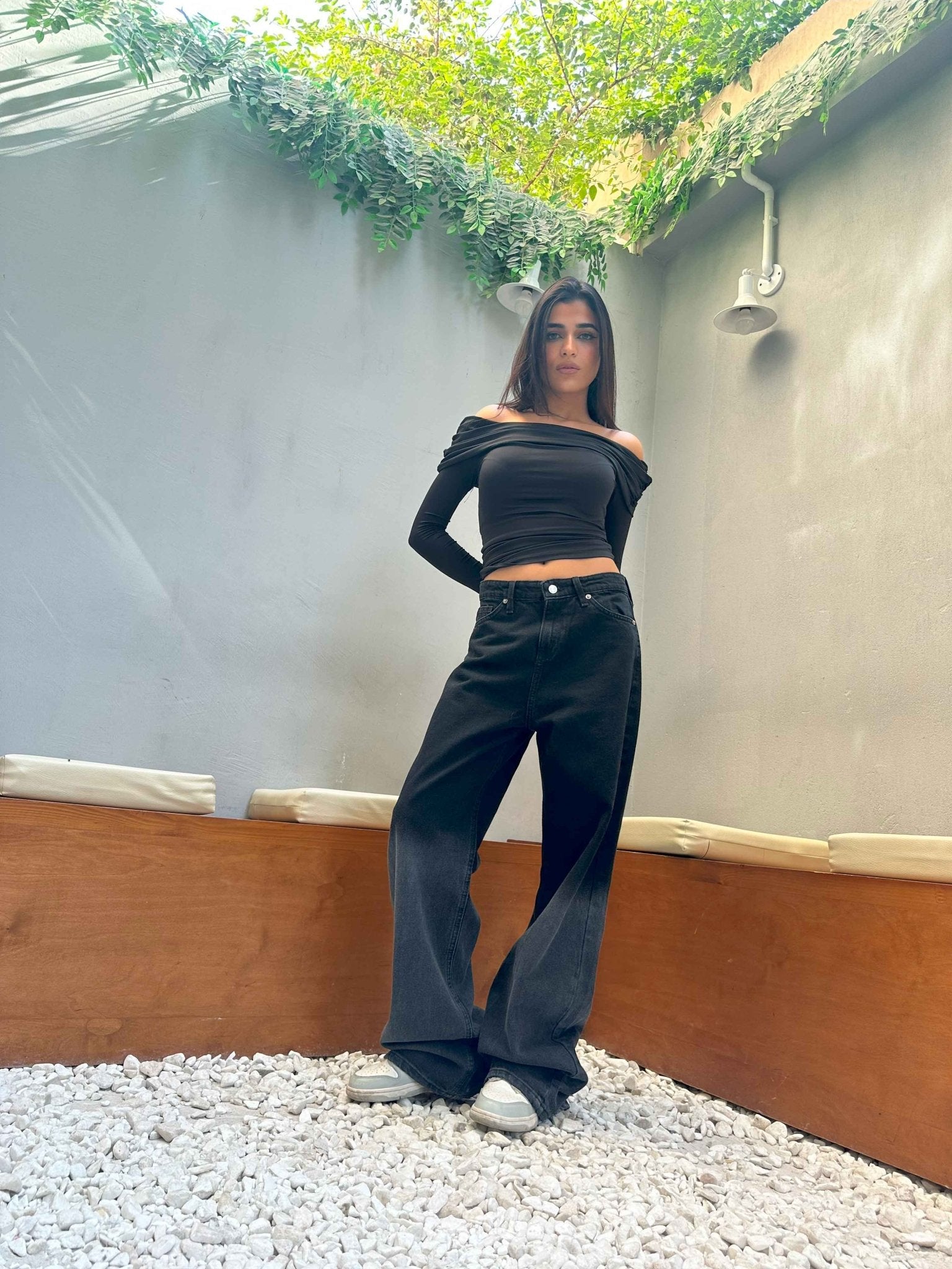 Wide Leg - Charcoal Black Degrade. Wide-Leg CIZARO - Cizaro Jeans