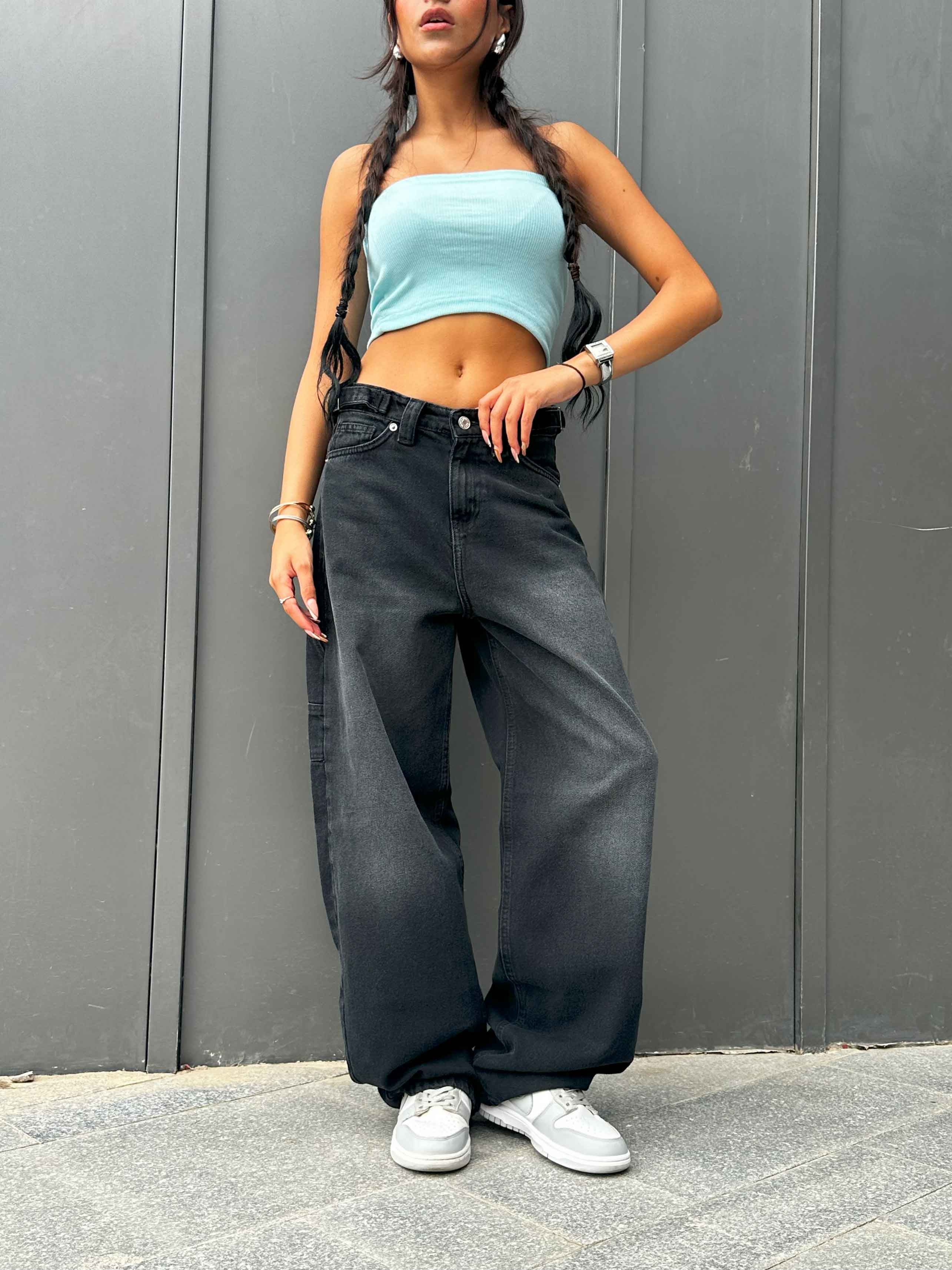 Carpenter - Dark Acid Grey. Mom-Fit CIZARO - Cizaro Jeans