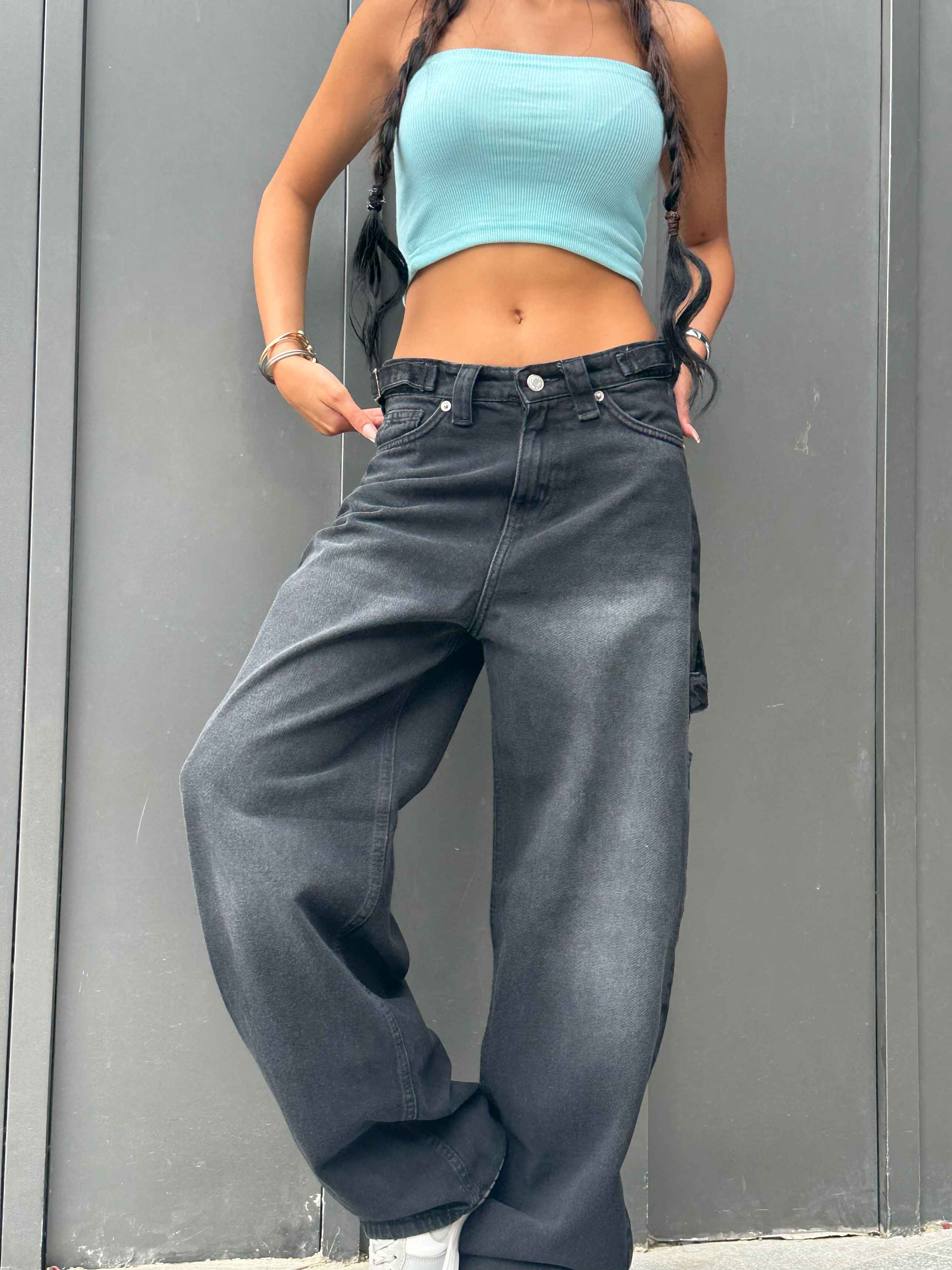 Carpenter - Dark Acid Grey. Mom-Fit CIZARO - Cizaro Jeans