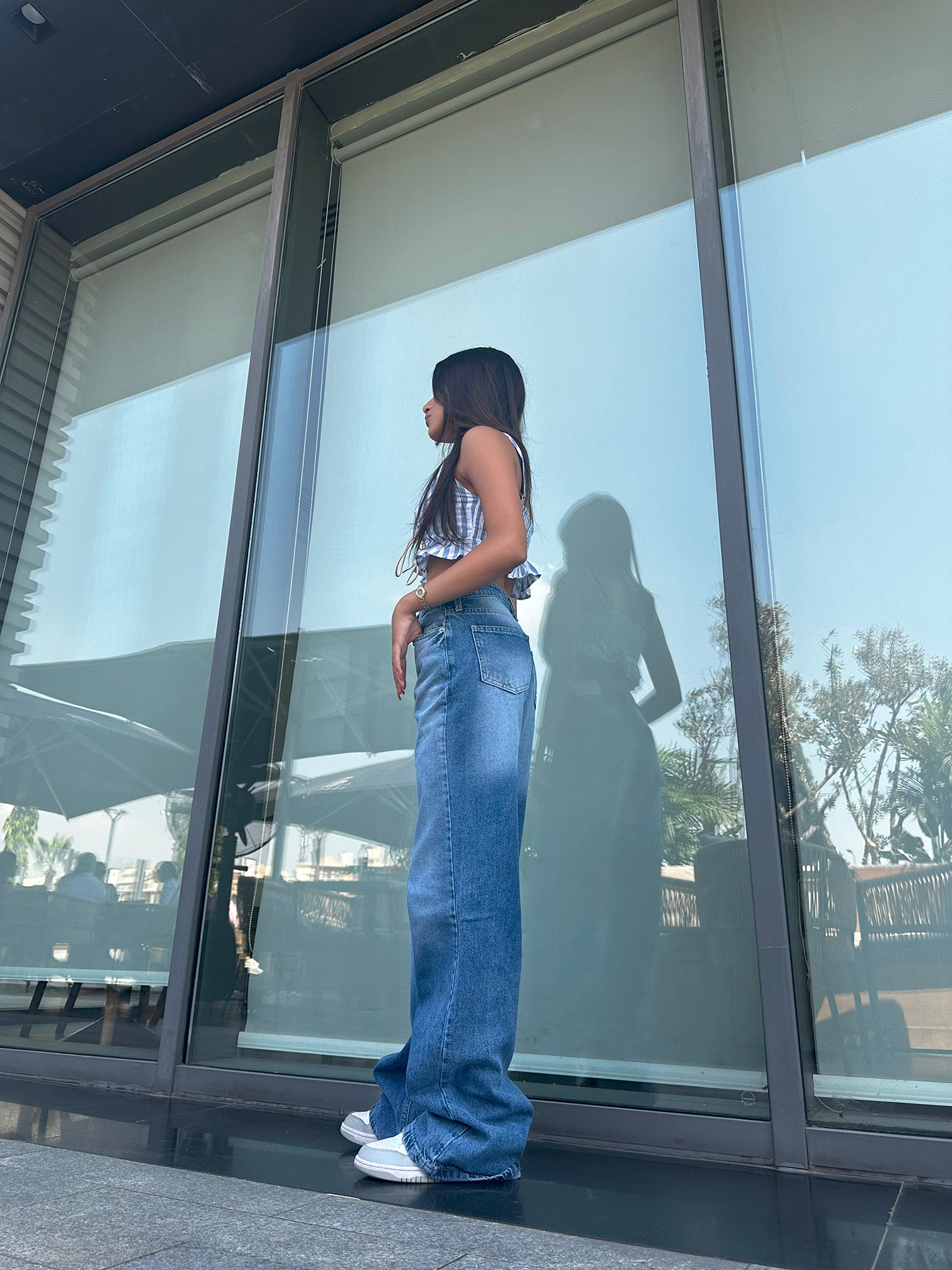 Baggy - Classic Mid Blue Degrade Jeans. Mom-Fit CIZARO - Cizaro Jeans