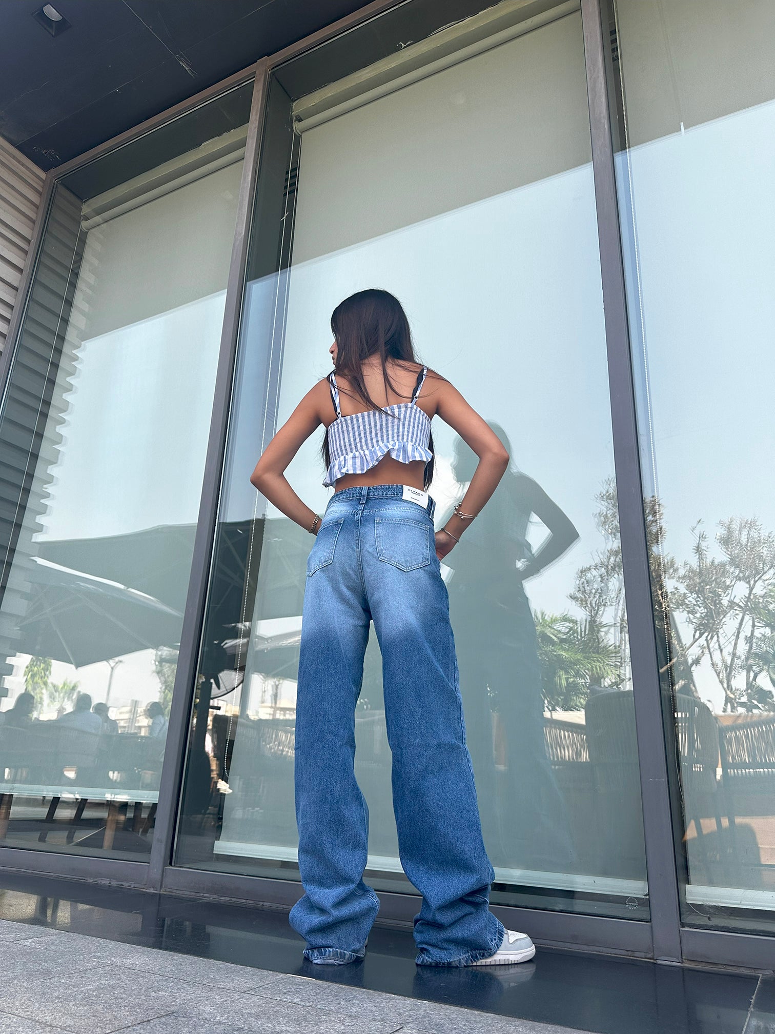 Baggy - Classic Mid Blue Degrade Jeans. Mom-Fit CIZARO - Cizaro Jeans