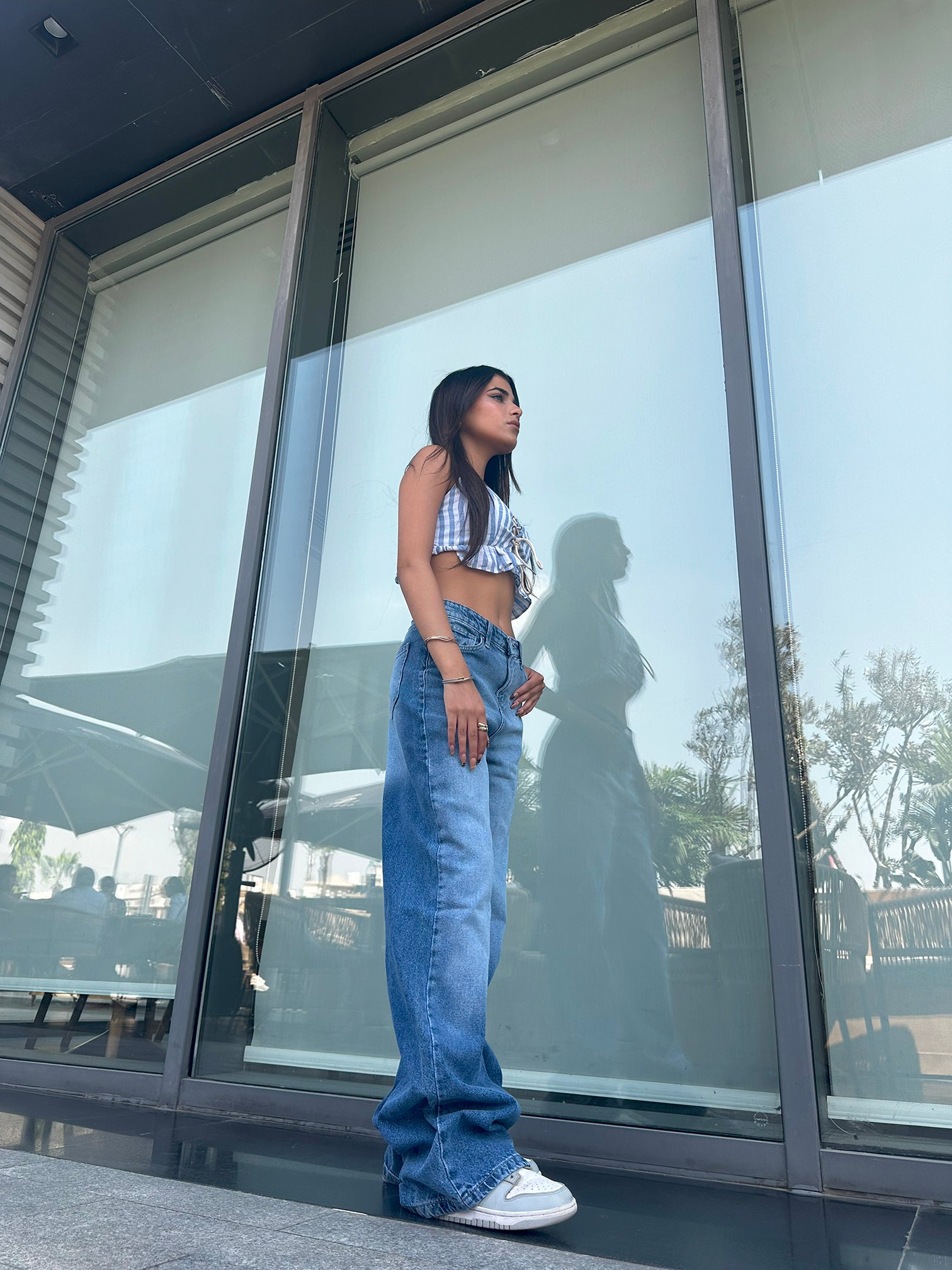 Baggy - Classic Mid Blue Degrade Jeans. Mom-Fit CIZARO - Cizaro Jeans