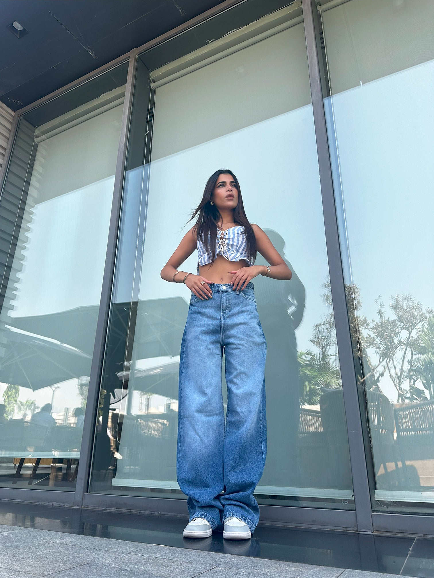 Baggy - Classic Mid Blue Degrade Jeans. Mom-Fit CIZARO - Cizaro Jeans