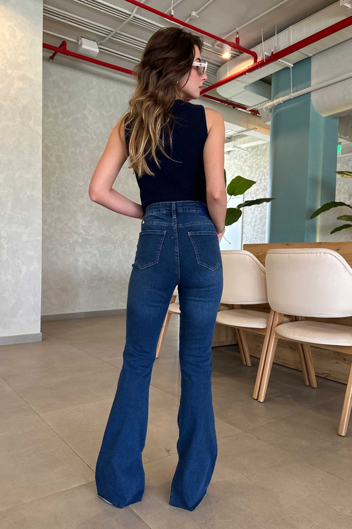 Flare | Deep Dark Blue Split Flared Wash Jeans FLARE CIZARO - Cizaro Jeans