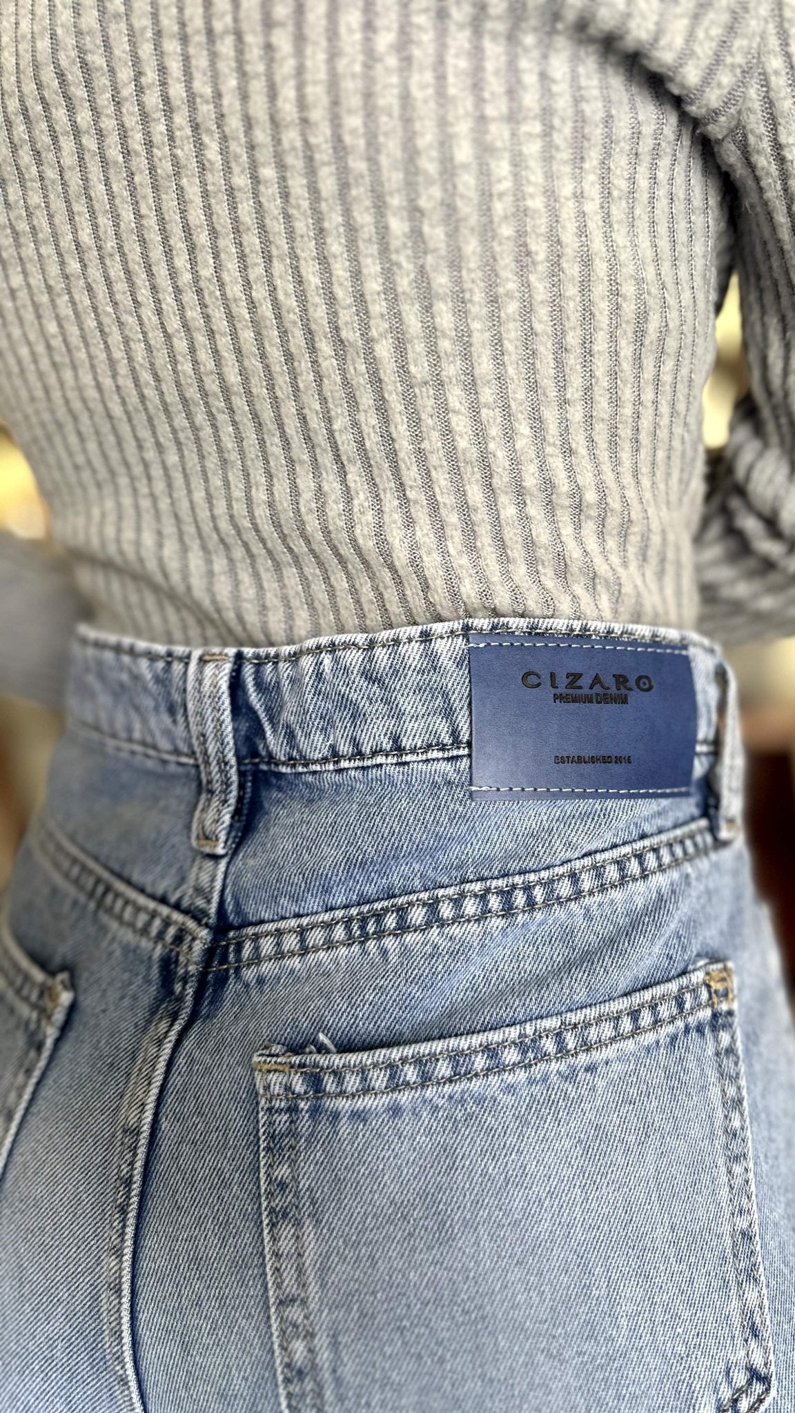 Classic Straight Leg - Light Blue Unfinished Hem Jeans. Straight Leg CIZARO - Cizaro Jeans