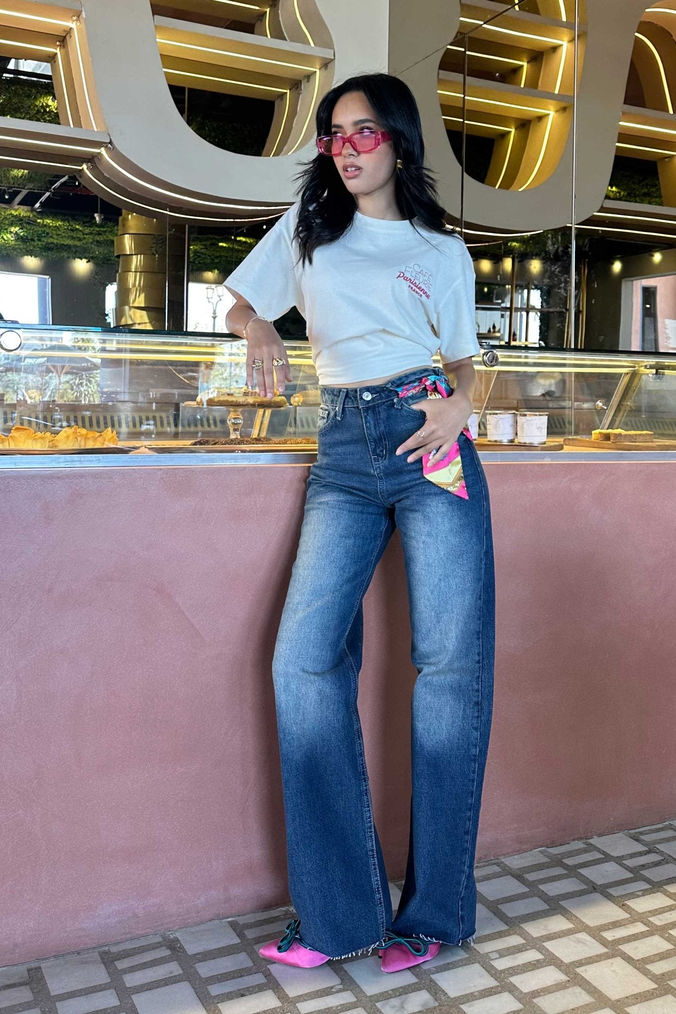 Straight-Leg - High-Waist Dark Wash Raw Hem Jeans Straight-Leg CIZARO - Cizaro Jeans