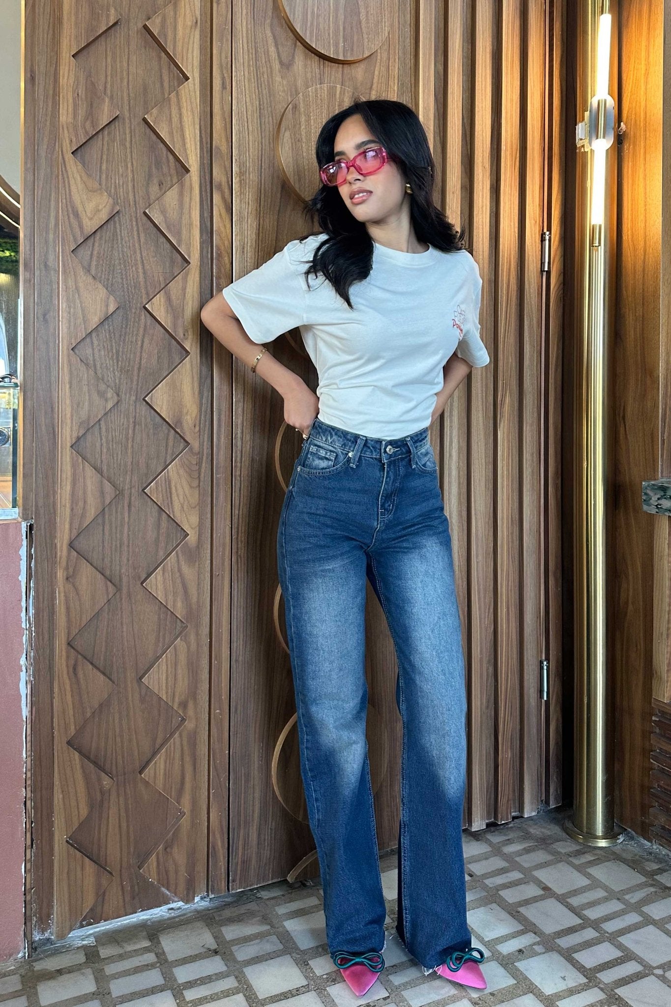 Straight-Leg - High-Waist Dark Wash Raw Hem Jeans Straight-Leg CIZARO - Cizaro Jeans