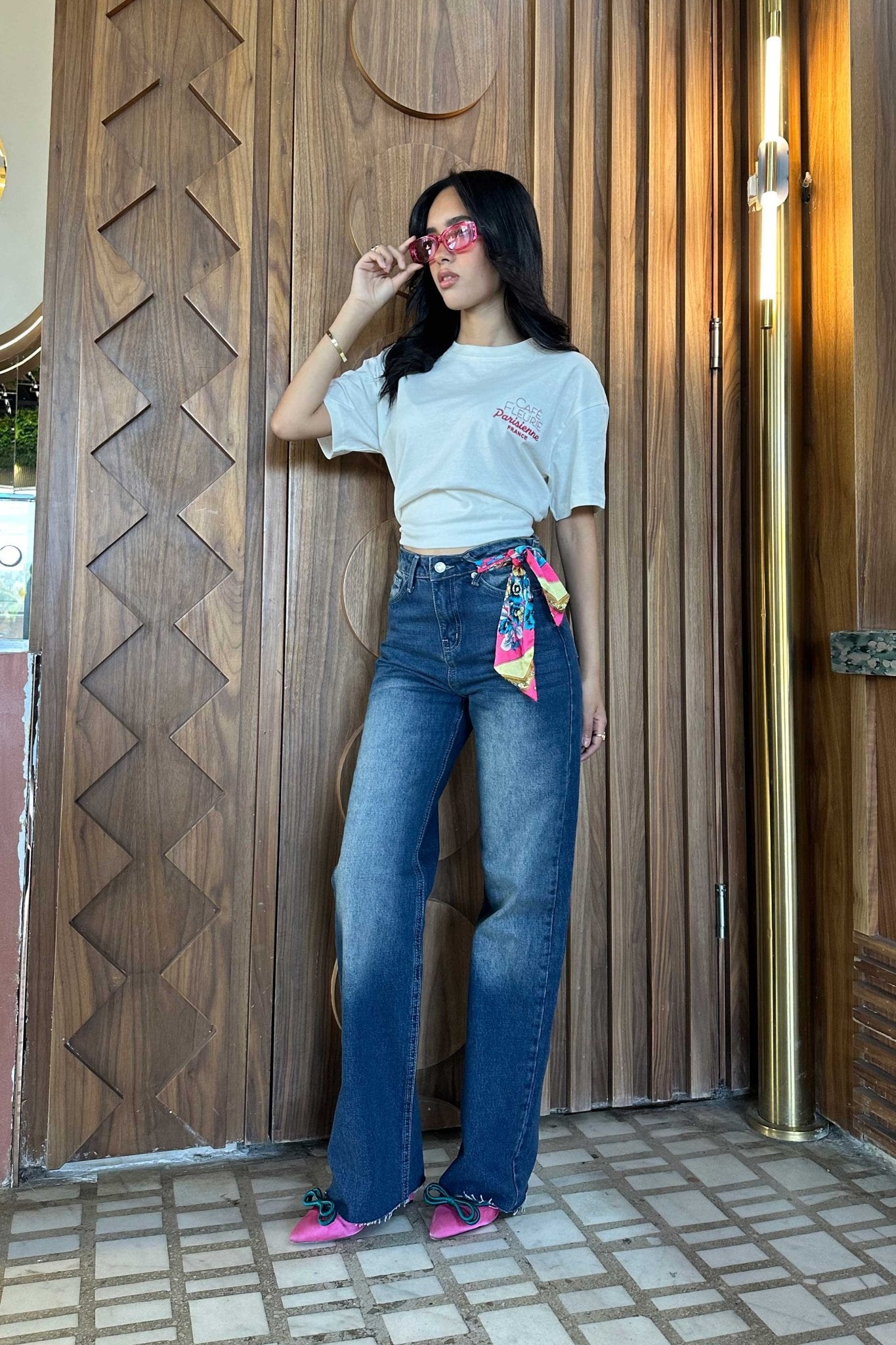 Straight-Leg - High-Waist Dark Wash Raw Hem Jeans Straight-Leg CIZARO - Cizaro Jeans