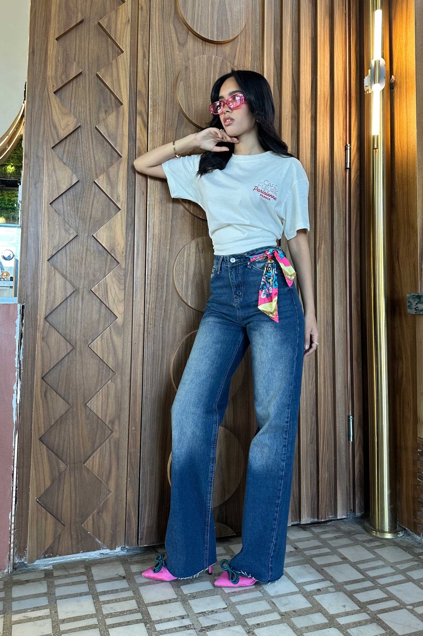 Straight-Leg - High-Waist Dark Wash Raw Hem Jeans Straight-Leg CIZARO - Cizaro Jeans