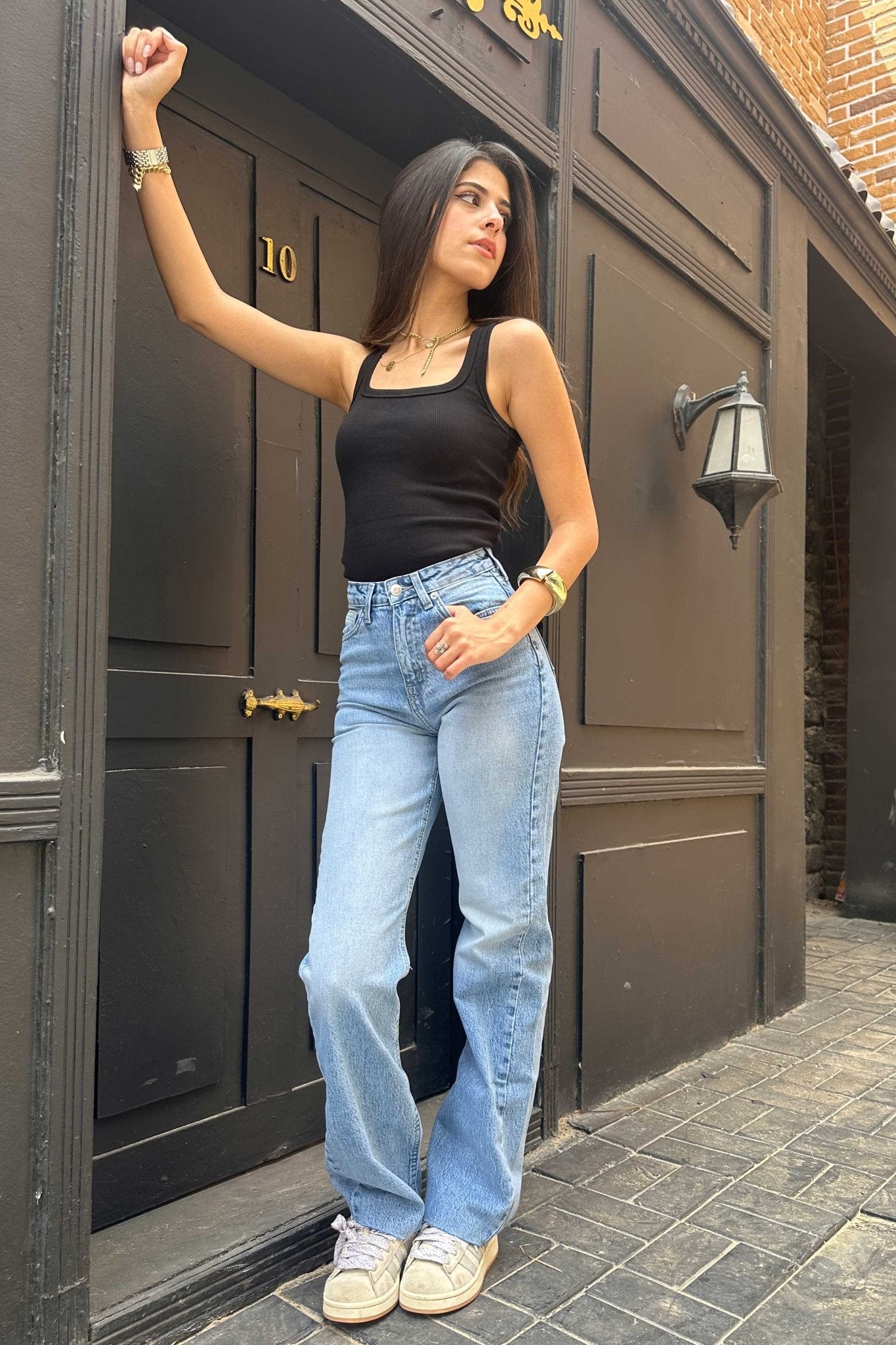 Ultra Comfort Straight Leg - High-Waist Medium Blue Washed Jeans Straight-Leg CIZARO - Cizaro Jeans