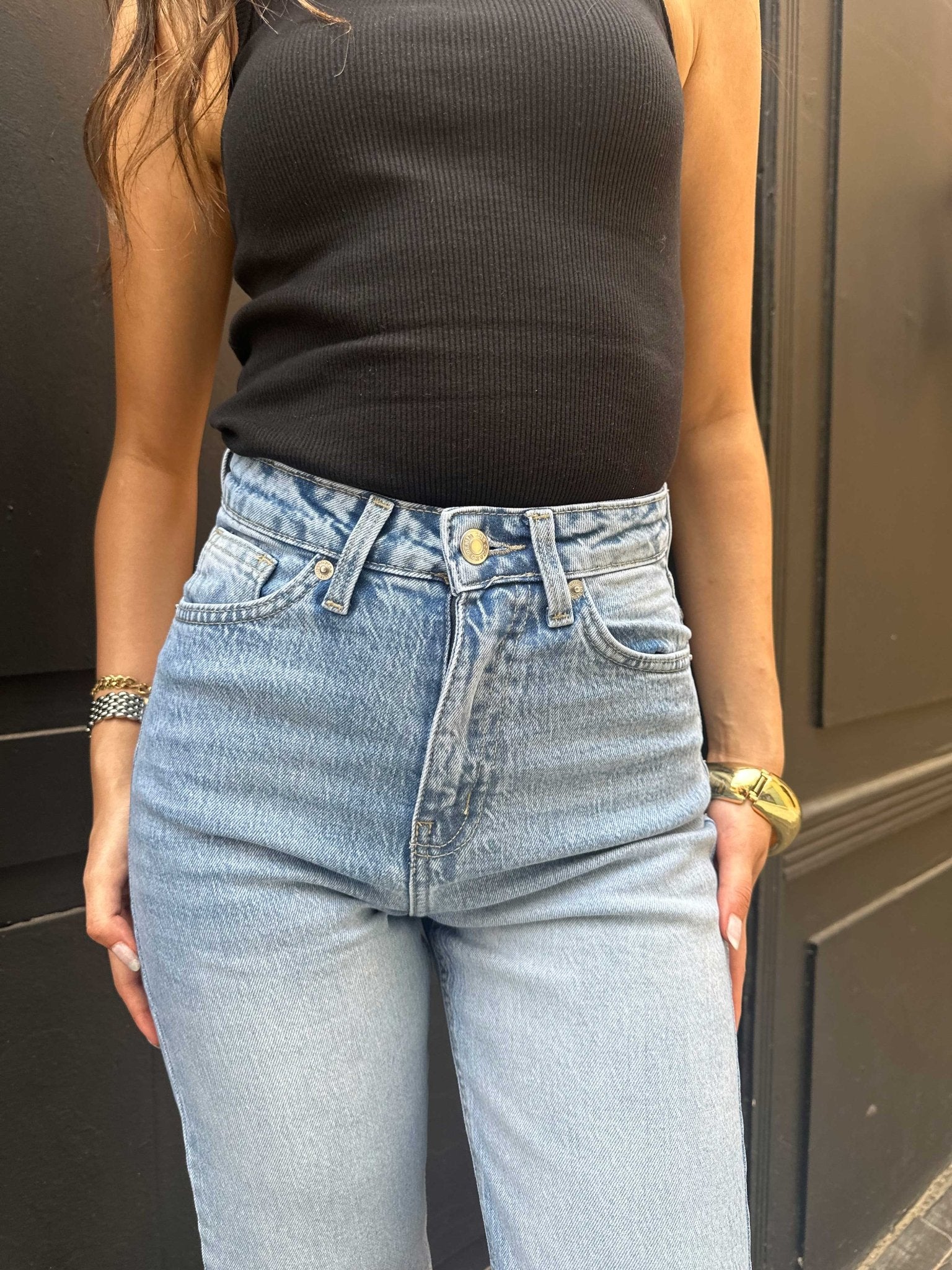 Ultra Comfort Straight Leg - High-Waist Medium Blue Washed Jeans Straight-Leg CIZARO - Cizaro Jeans