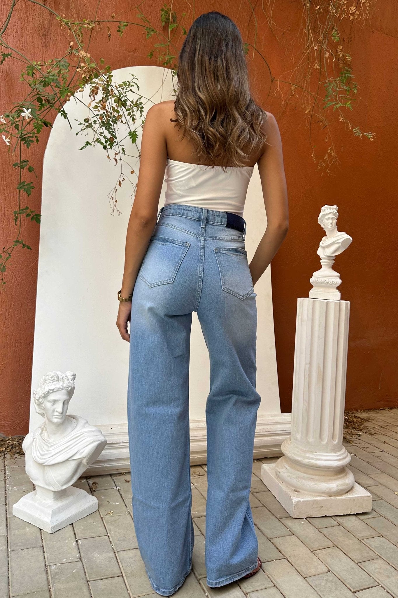 Ultra Comfort - Wide-Leg - High-Waist Ice Blue Jeans Wide-Leg CIZARO - Cizaro Jeans