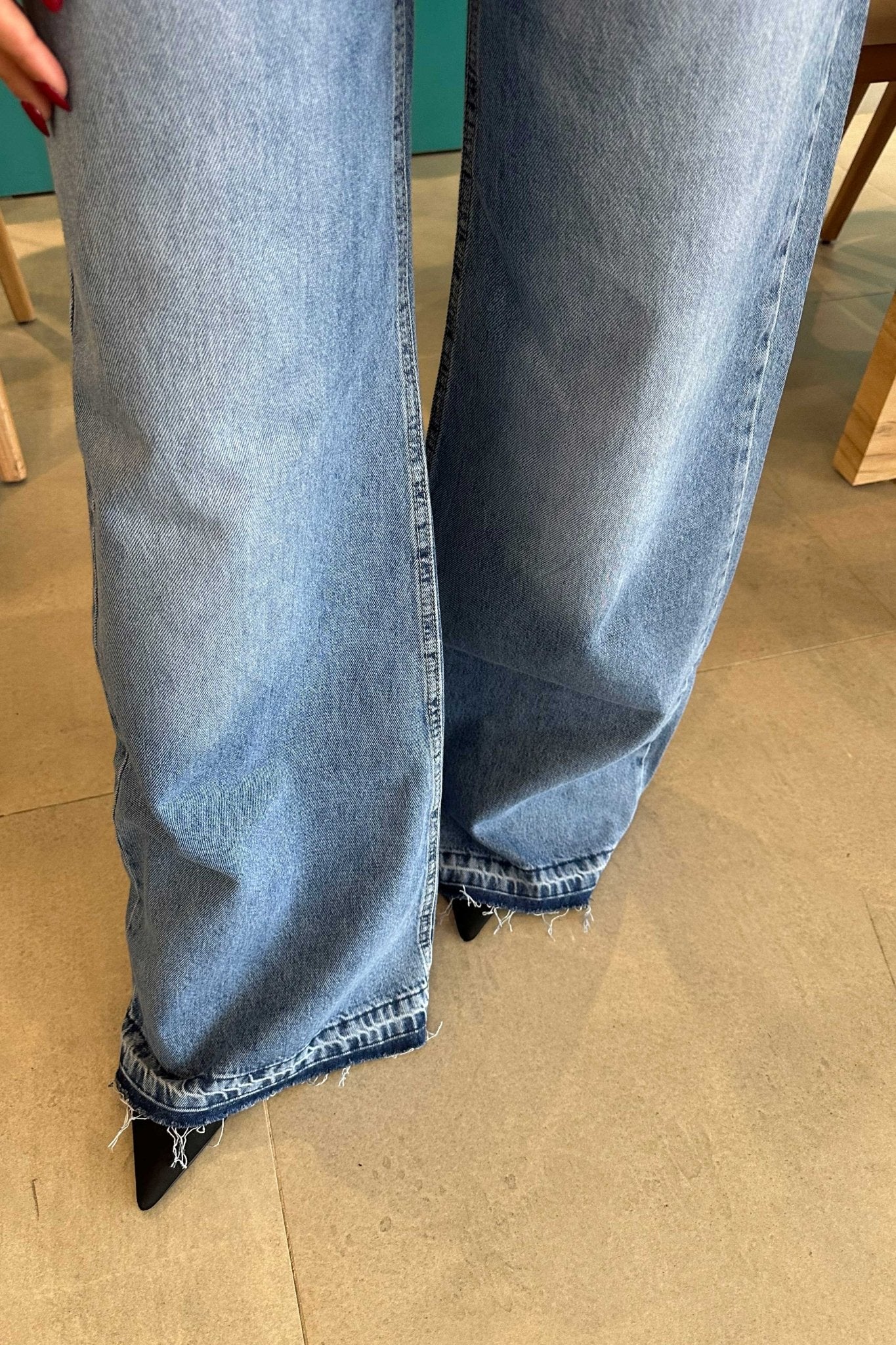 Extreme Wide-Leg - High-Waist Medium Blue Jeans Wide-Leg CIZARO - Cizaro Jeans