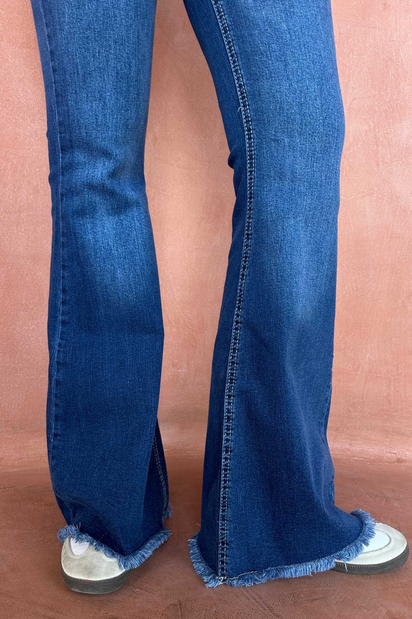 Flare - Exaggerated High-Waist Dark Blue Jeans Flare CIZARO - Cizaro Jeans